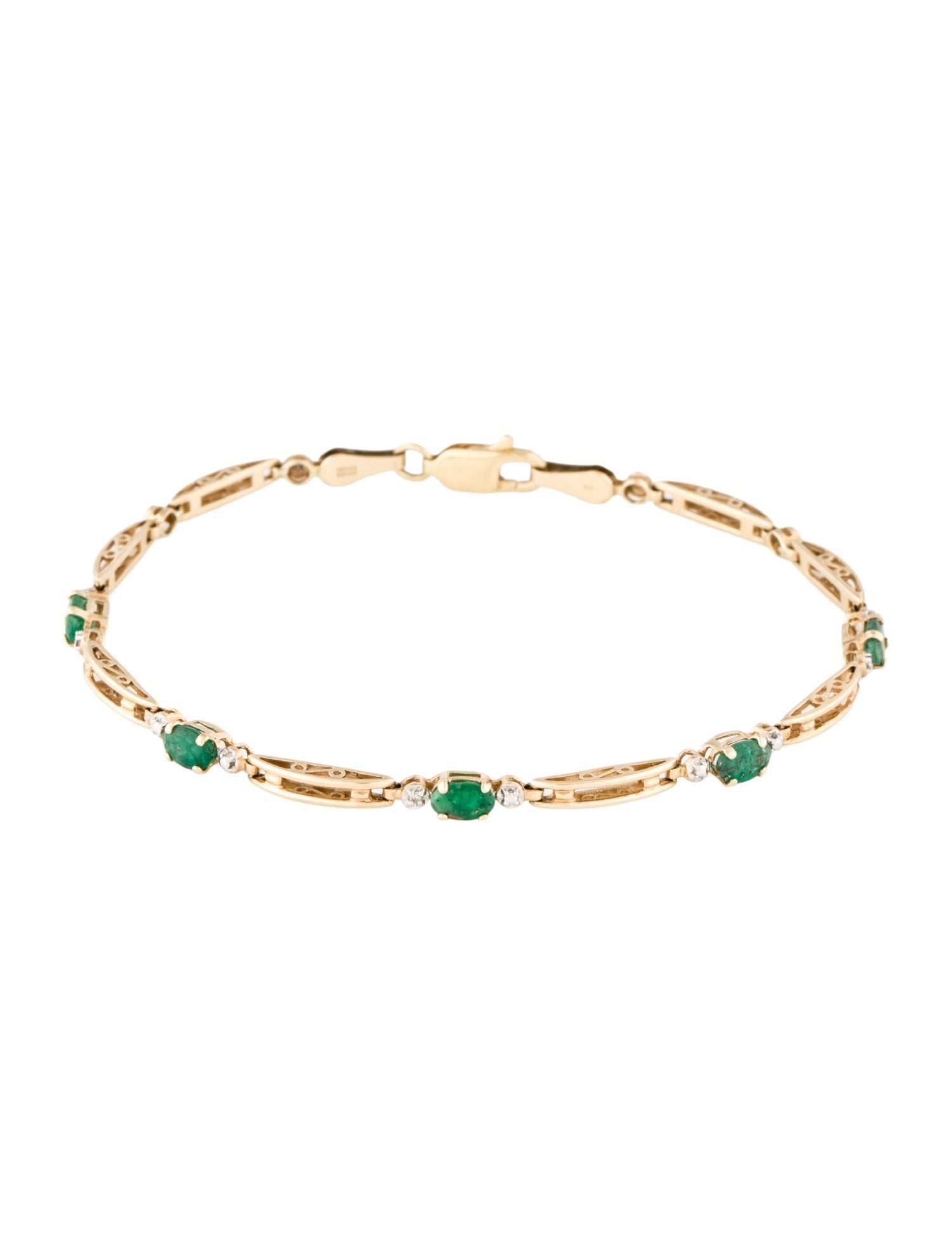 Bracelet 10K Emerald & Diamond Link