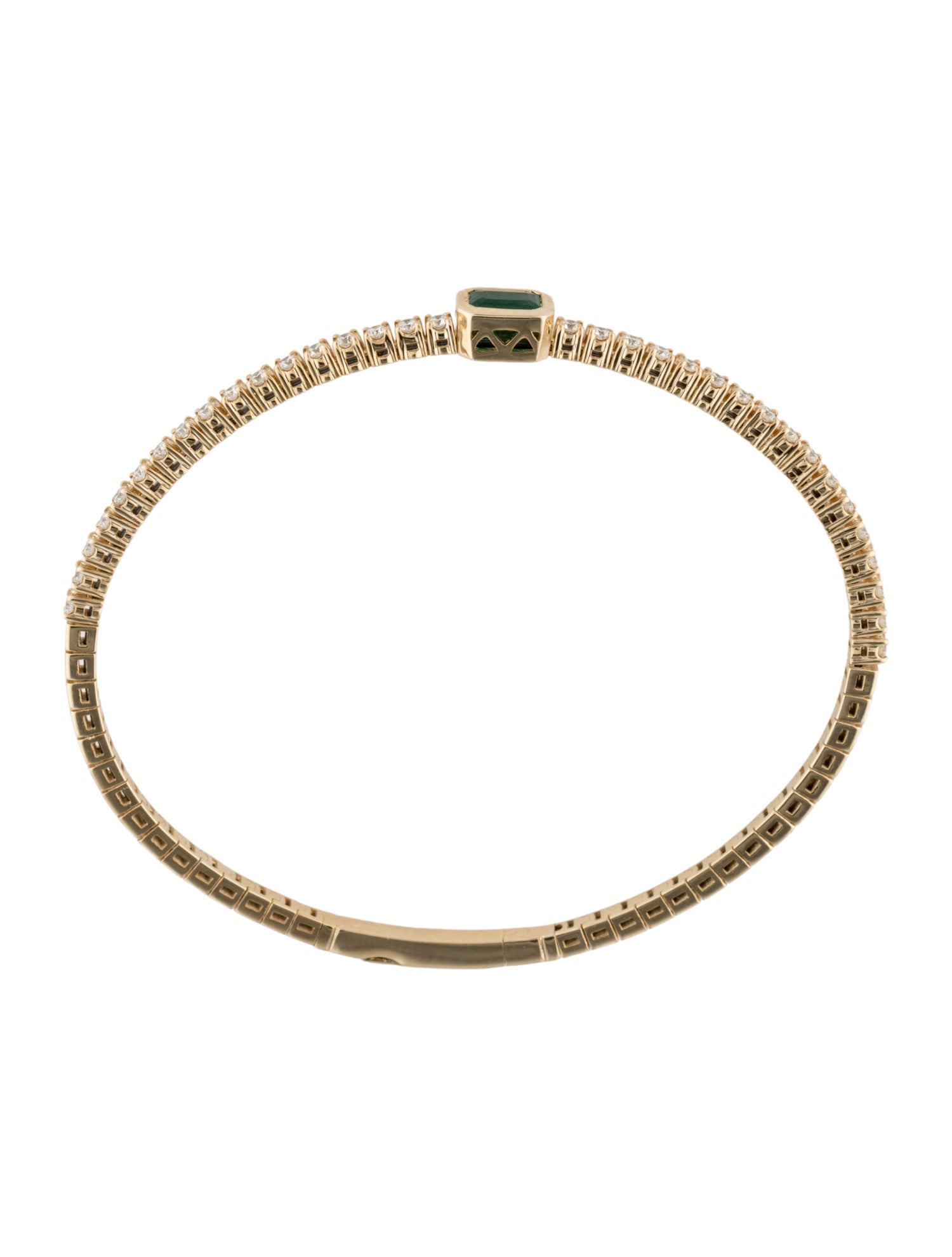  14K Emerald & Diamond Flexible Bangle