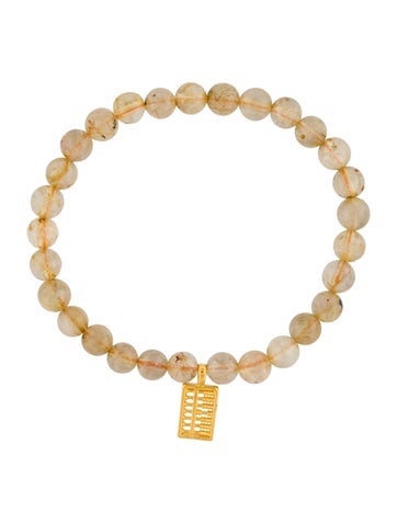 Pre-owned Bracelet 24k Rutilated Quartz Stretch Bead , 6.25" In Multi