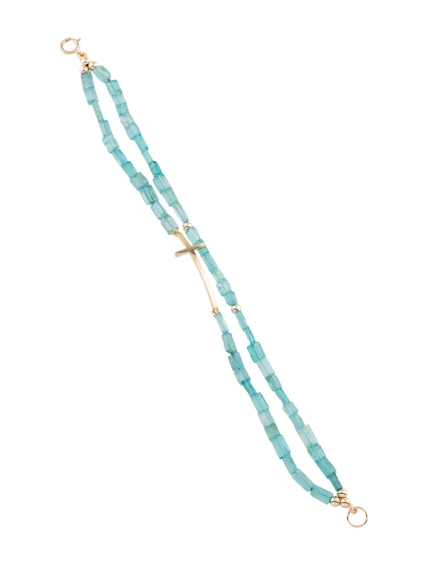 Bracelet 14K Apatite Cross Double Strand Bead