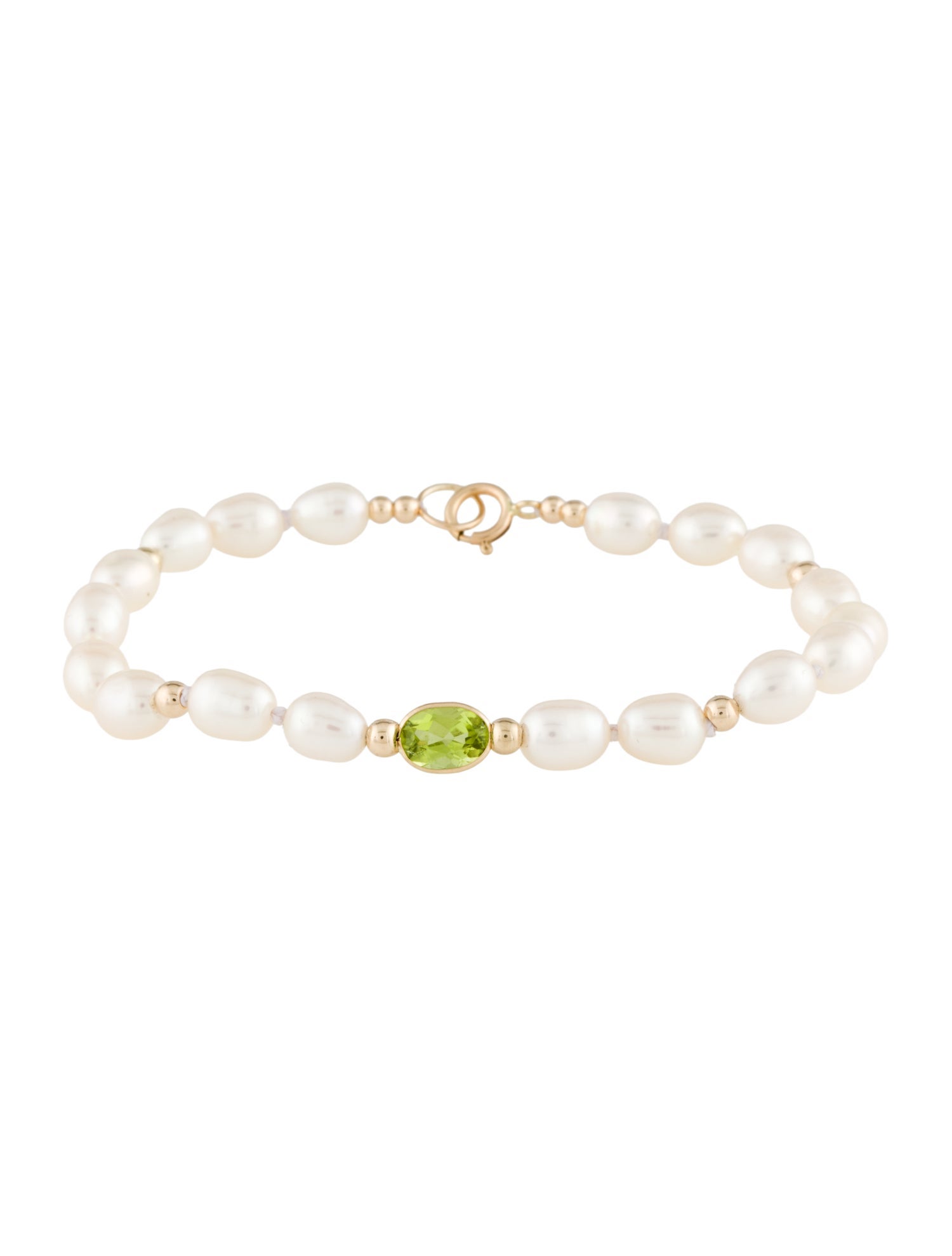 Bracelet 14K Pearl & Peridot Bead