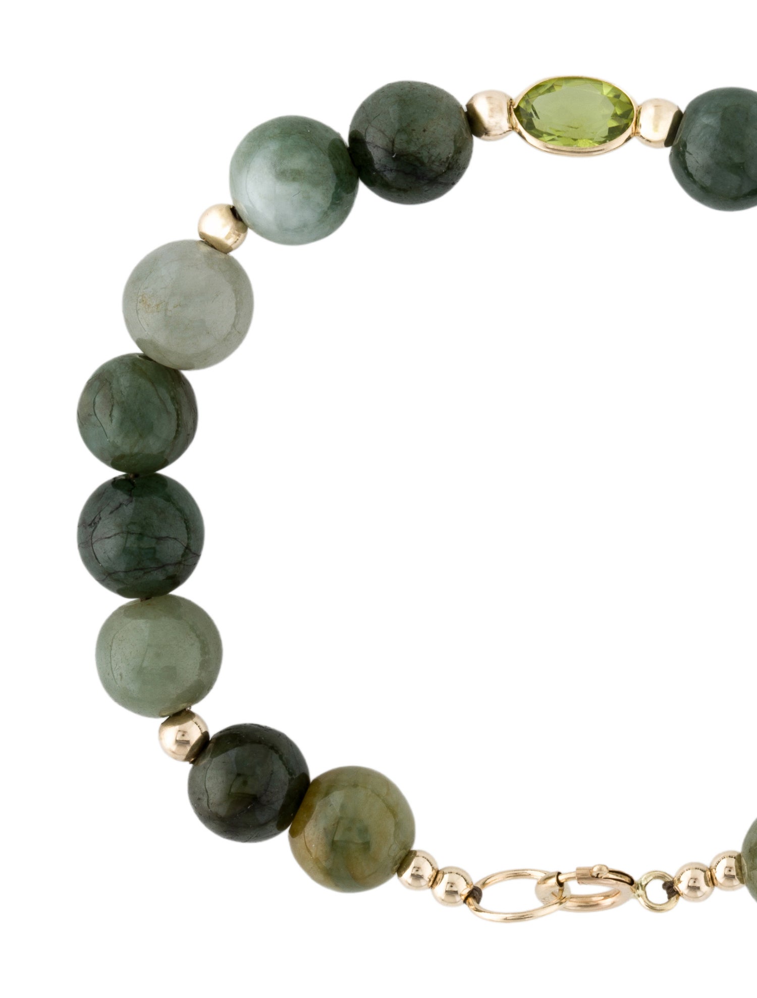 Bracelet 14K Peridot & Jadeite Bead