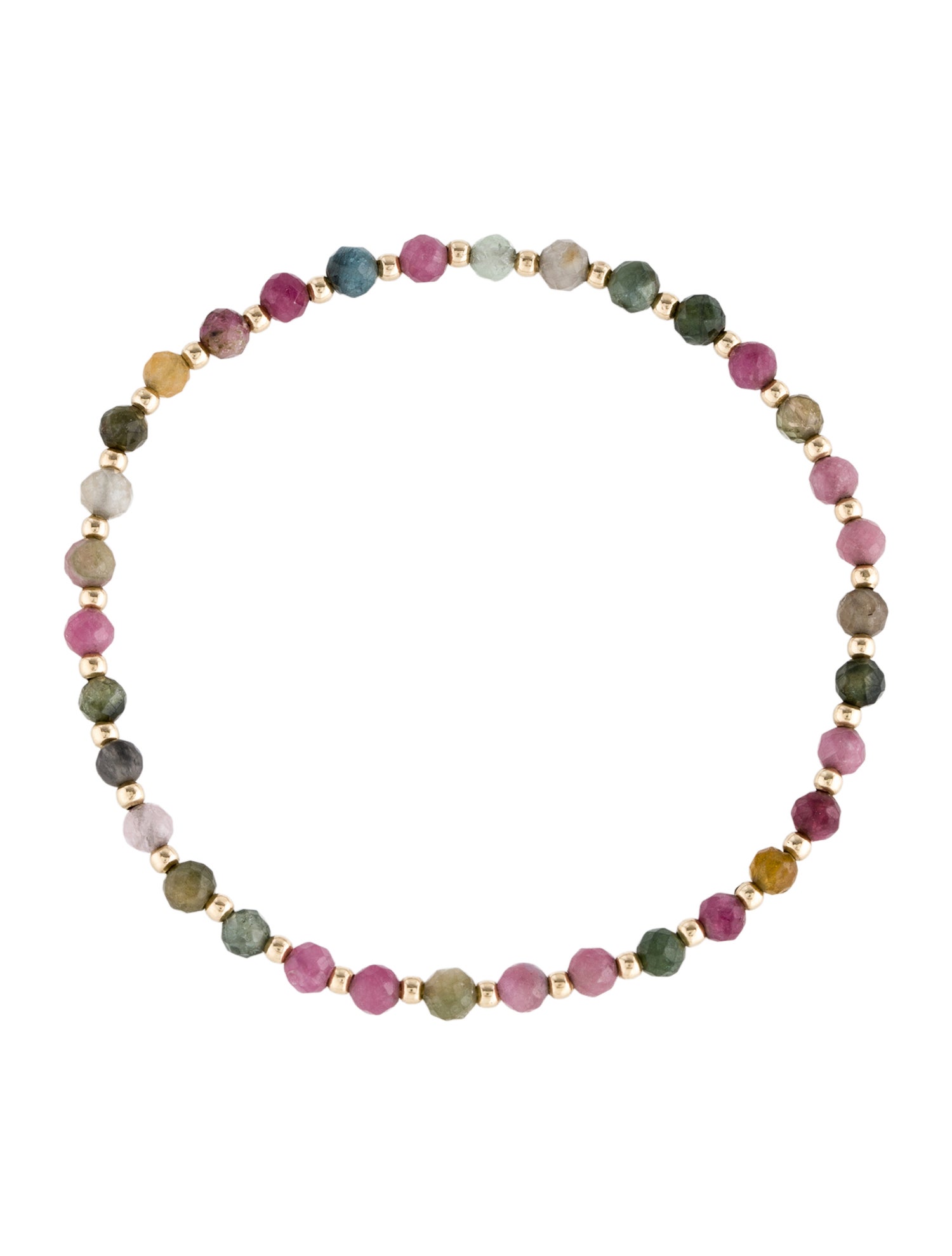 Bracelet 14K Gold Bead &Tourmaline Stretch Beaded Bracelet