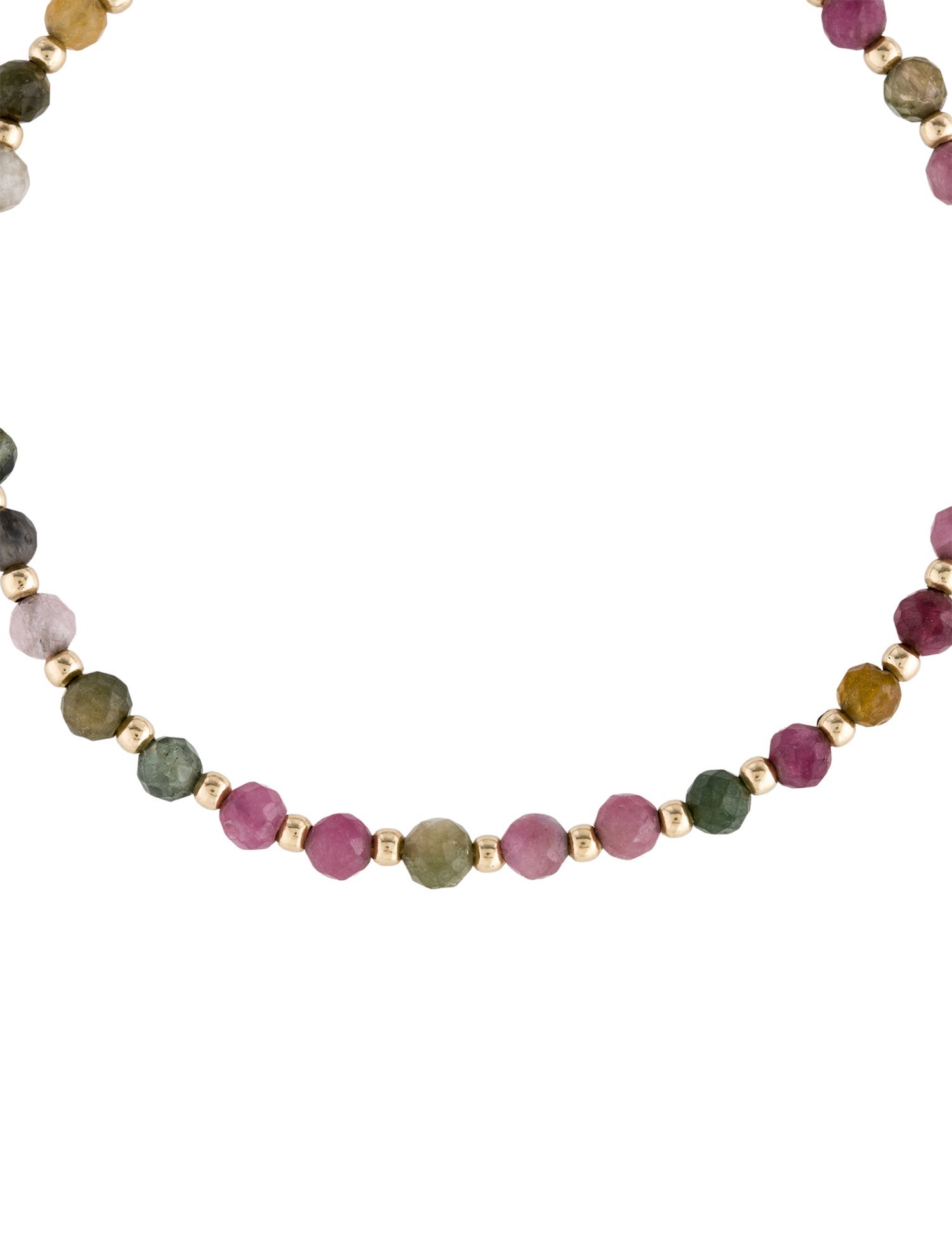 Bracelet 14K Gold Bead &Tourmaline Stretch Beaded Bracelet