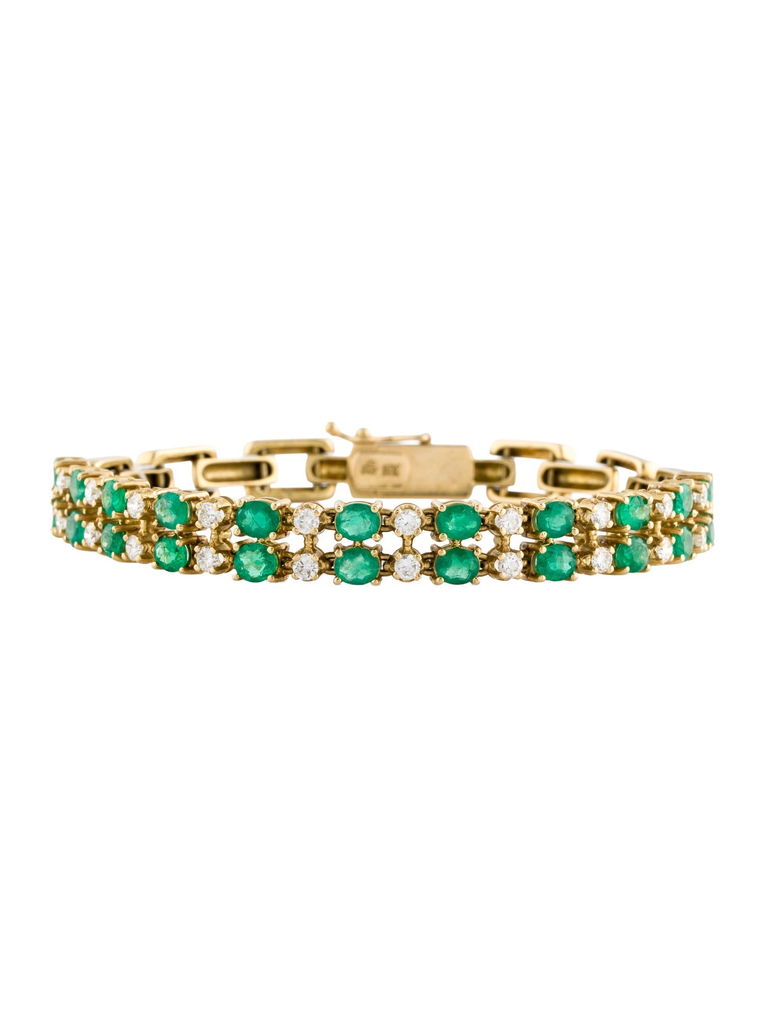 Bracelet 18K 3.96ctw Emerald & Diamond Link