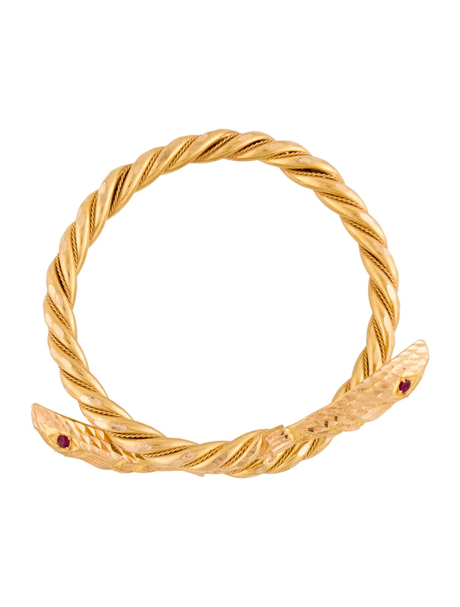 21K Synthetic Ruby Snake Bangle Bracelet