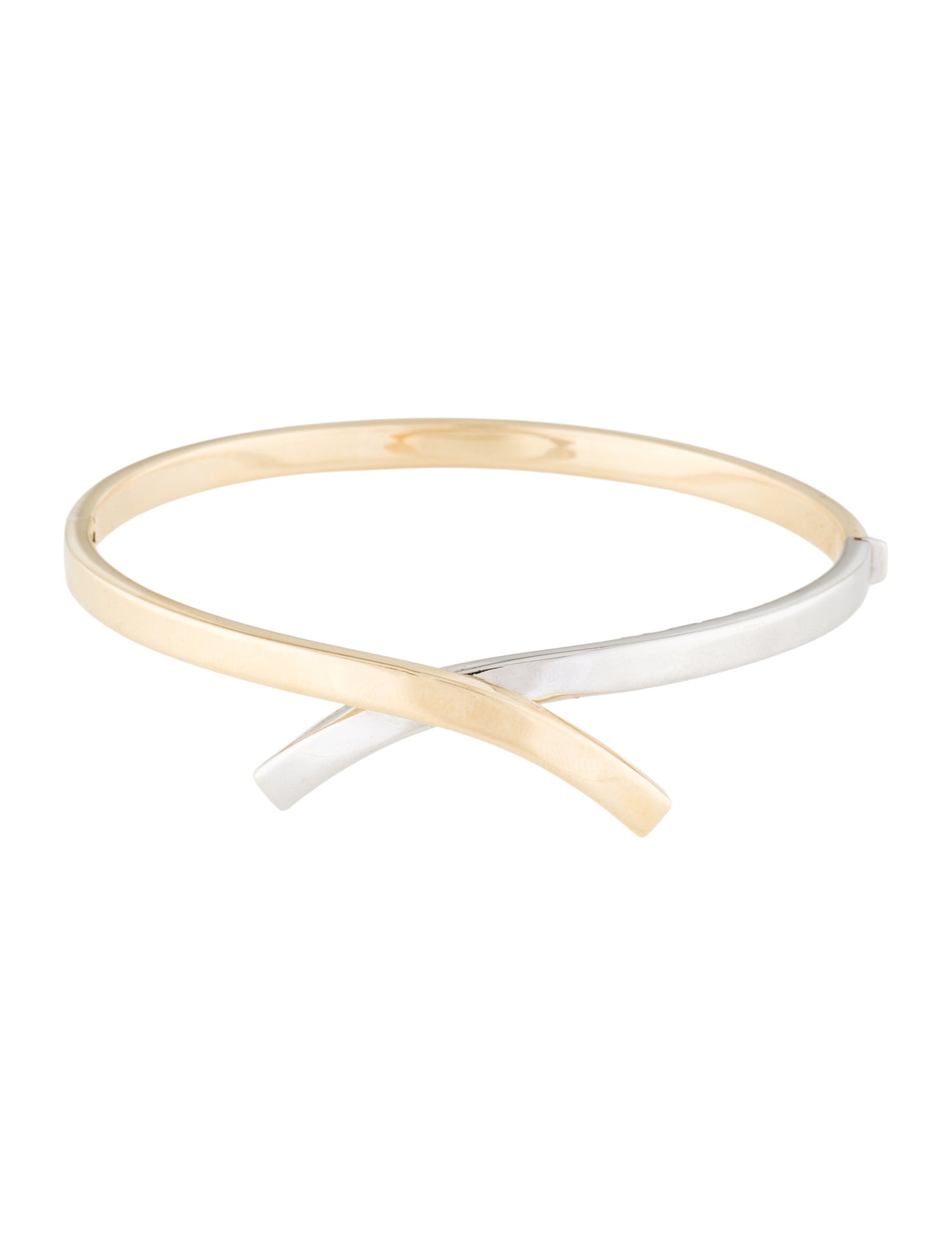 Bracelet 14K Two-Tone X Hinged Bangle