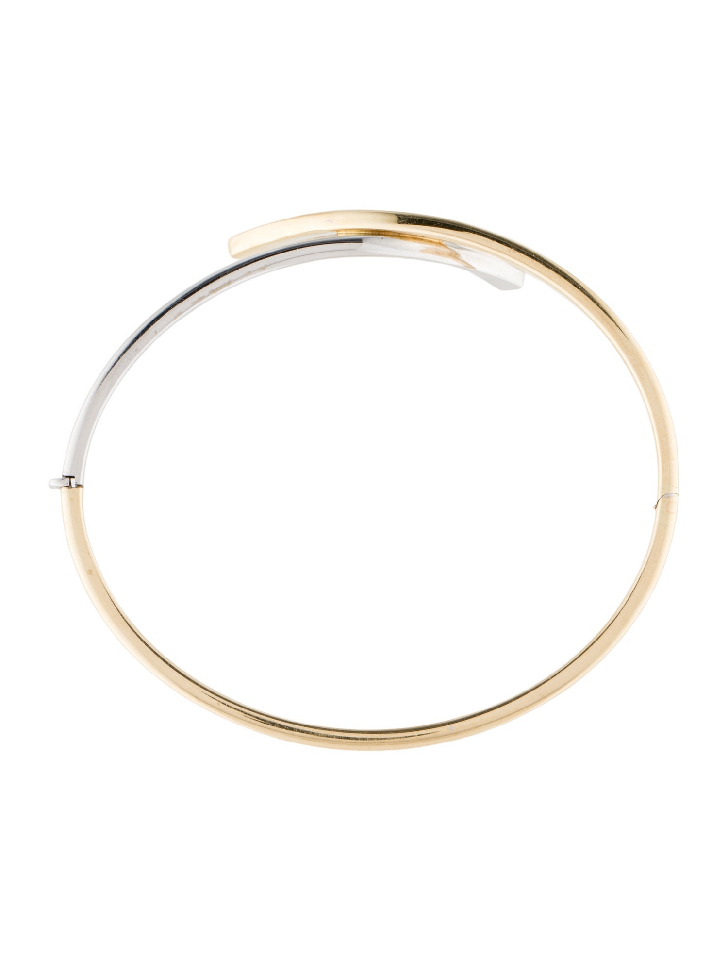 14K Two-Tone X Hinged Bangle