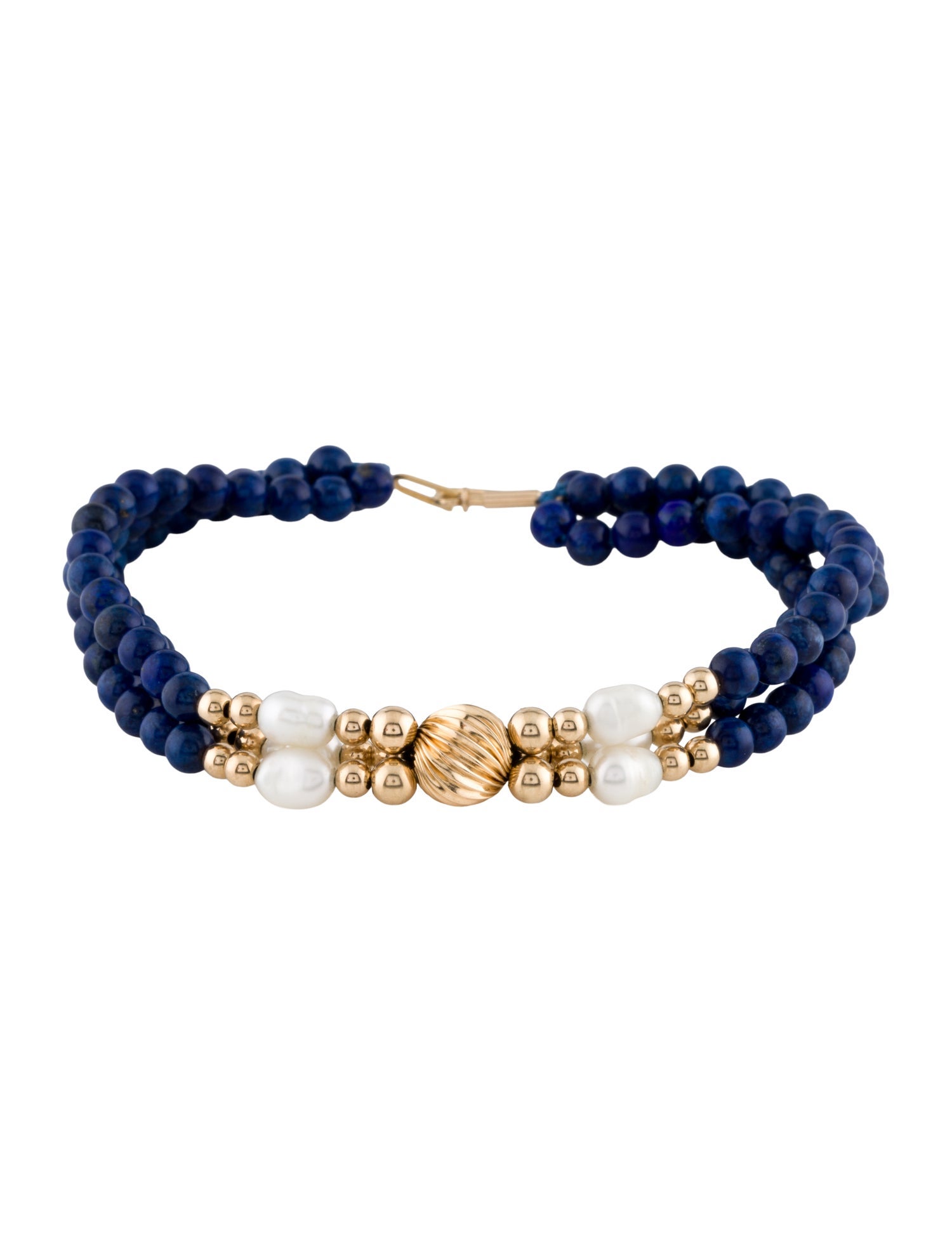 Bracelet 14K Pearl & Lapis Lazuli Bead Multistrand