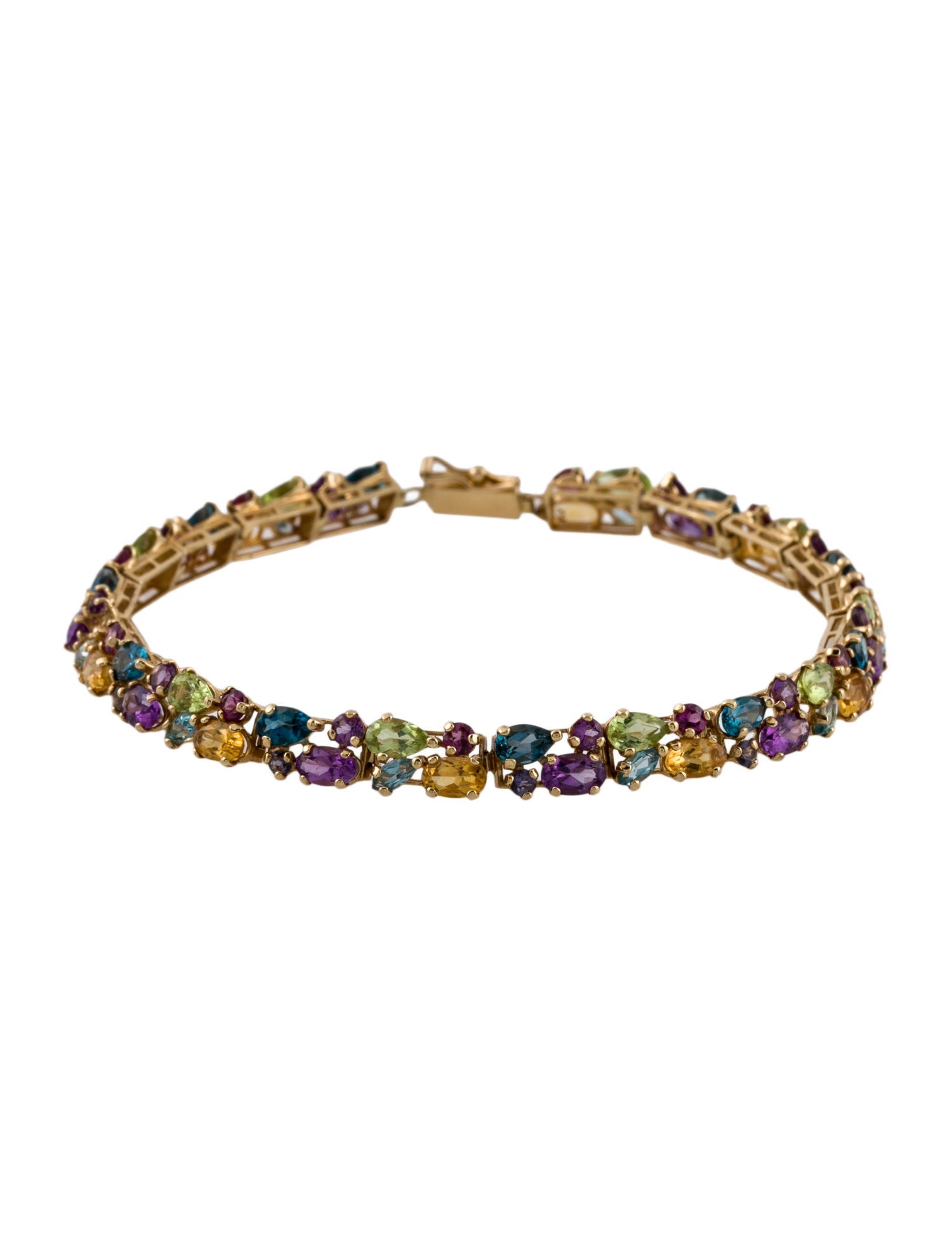 Bracelet 14K Multi-Color Stone Link