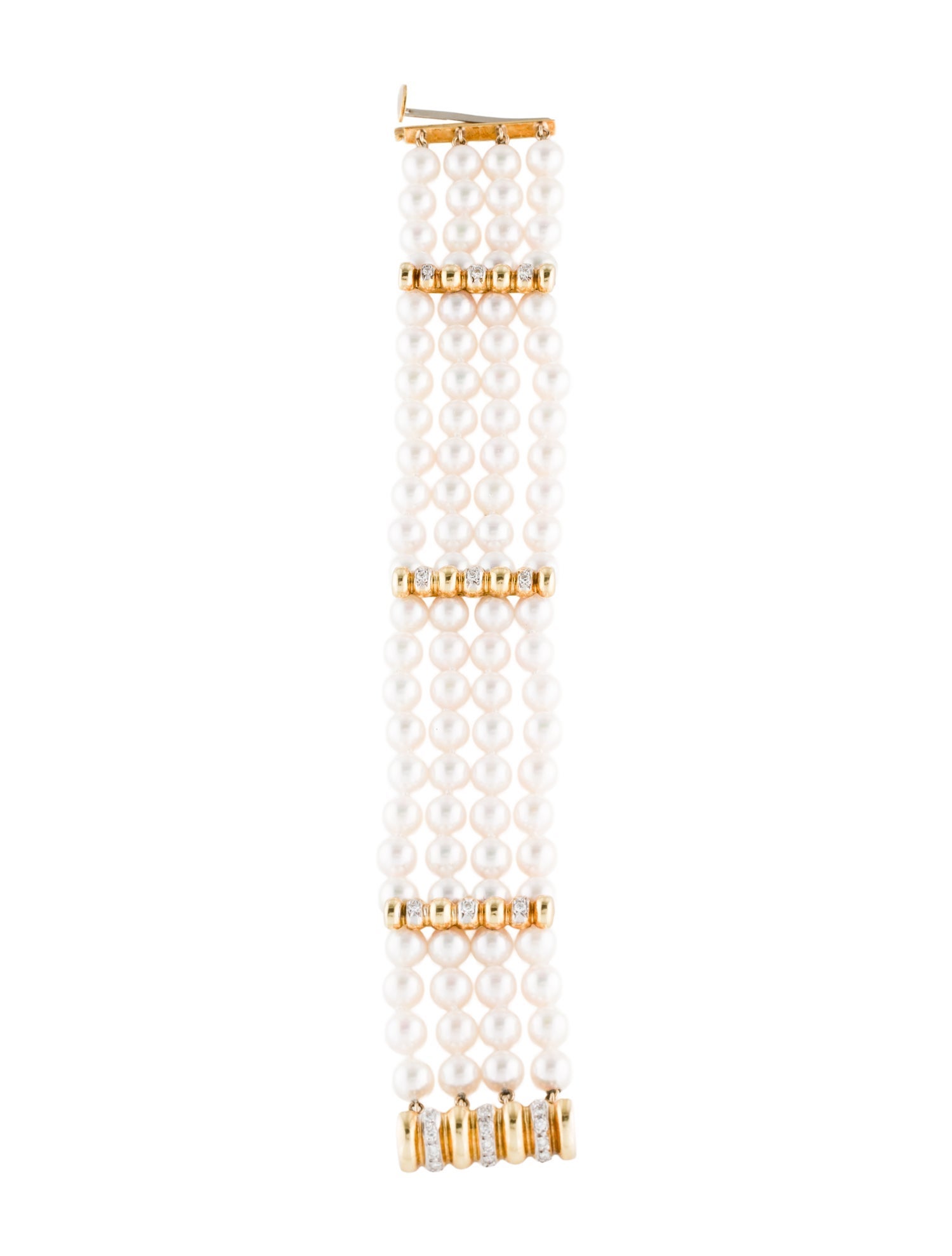 Bracelet 18K Pearl & Diamond Station Multistrand