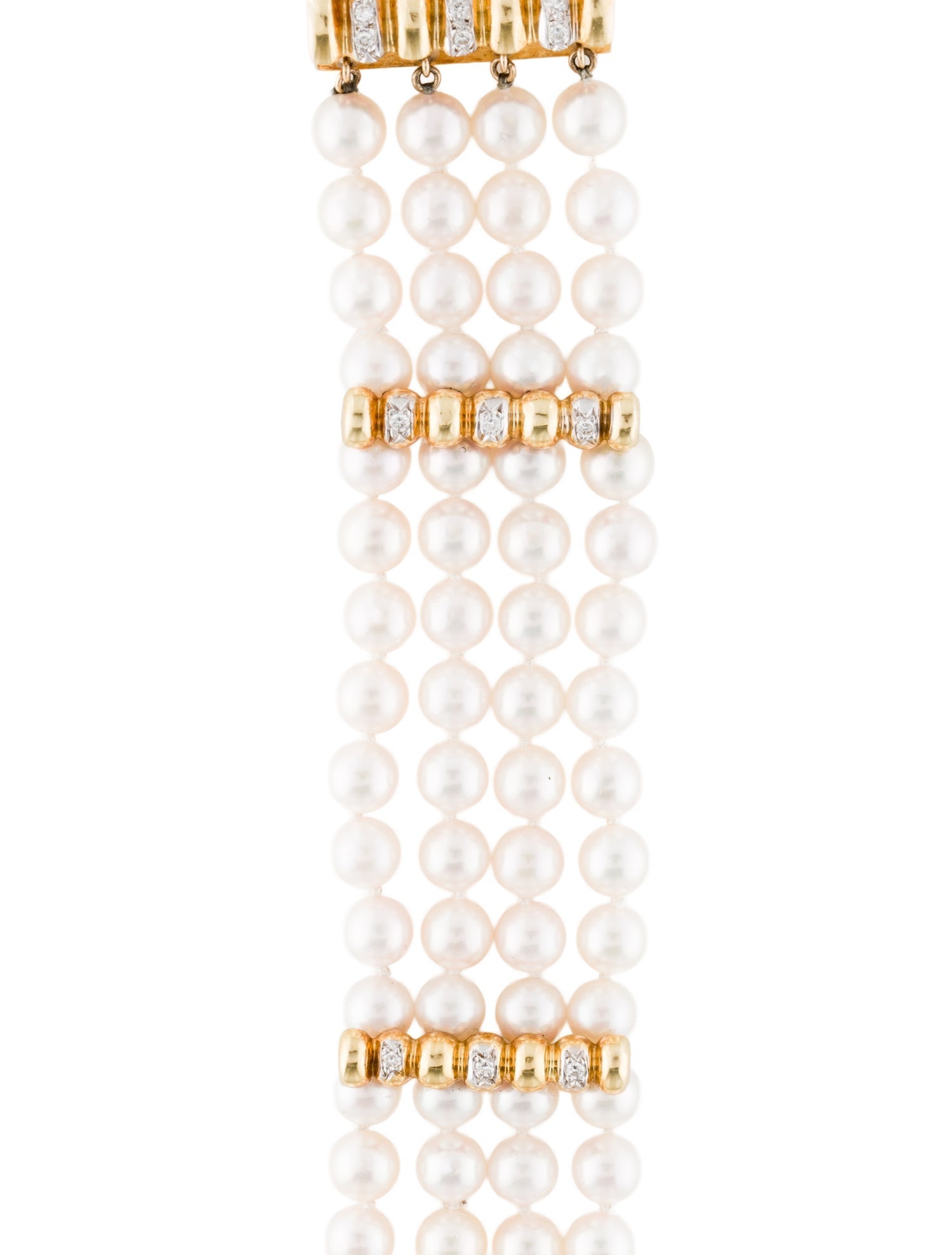 Bracelet 18K Pearl & Diamond Station Multistrand