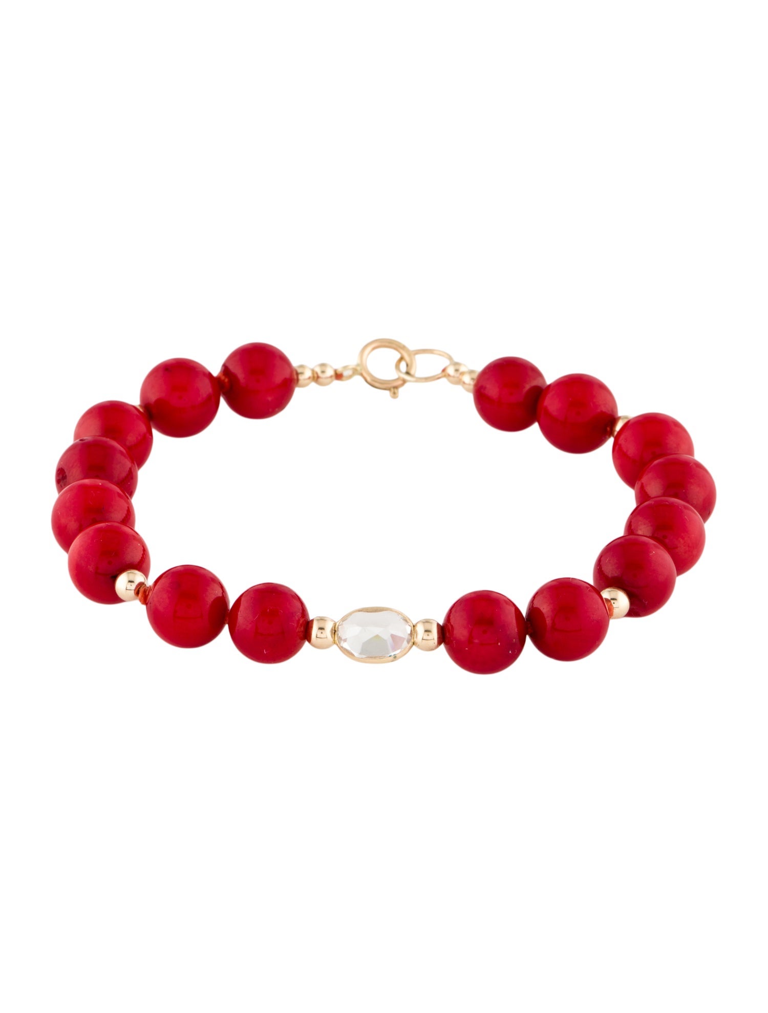 Bracelet 14K Dyed Coral & Topaz Beaded