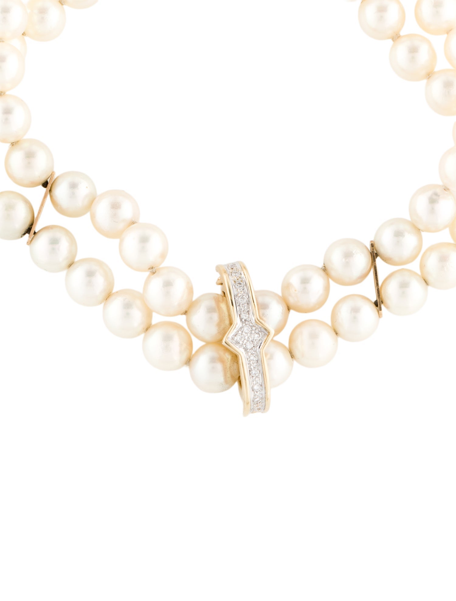 Bracelet 14K Pearl & Diamond Double Strand