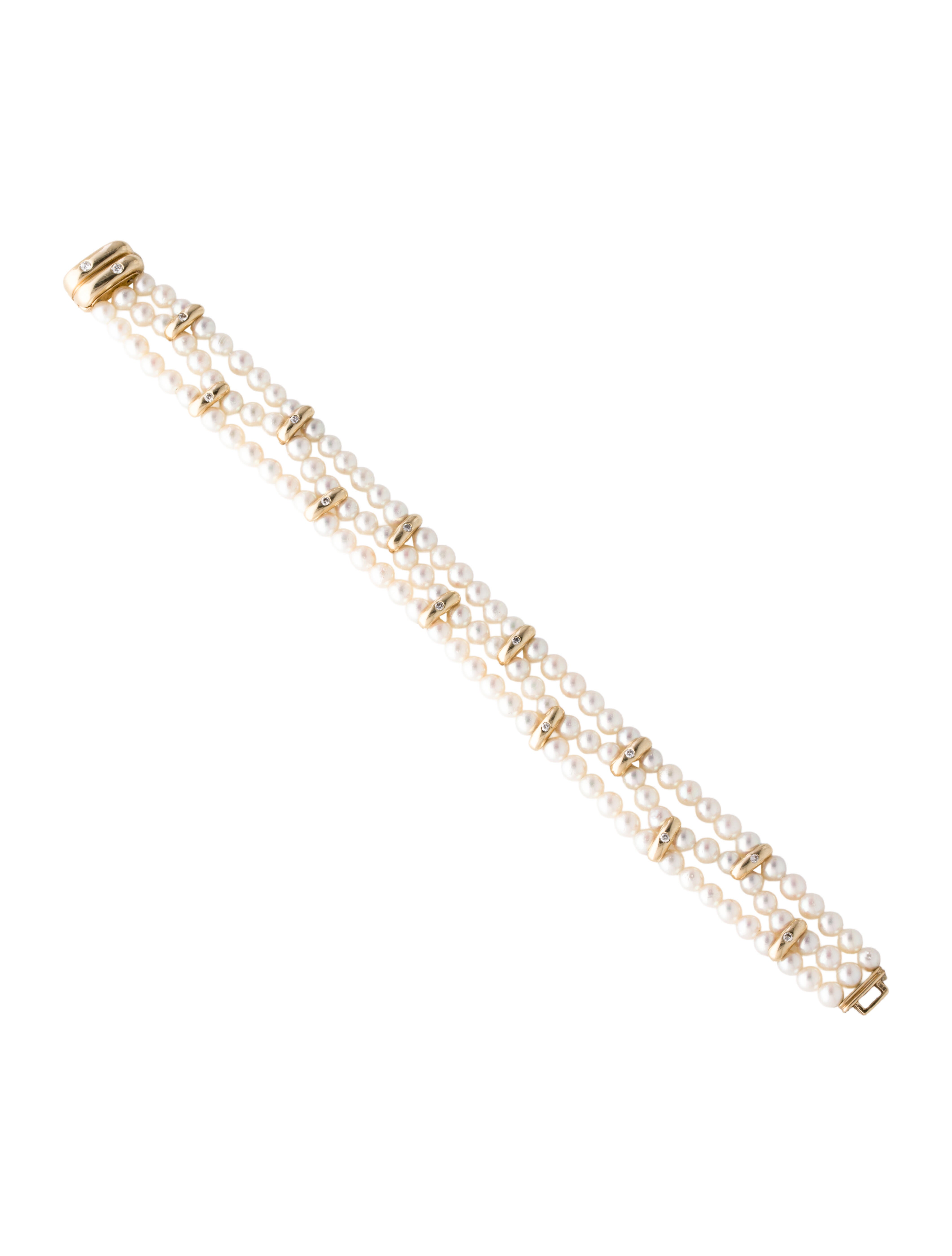 Bracelet 14K Diamond & Pearl Multistrand