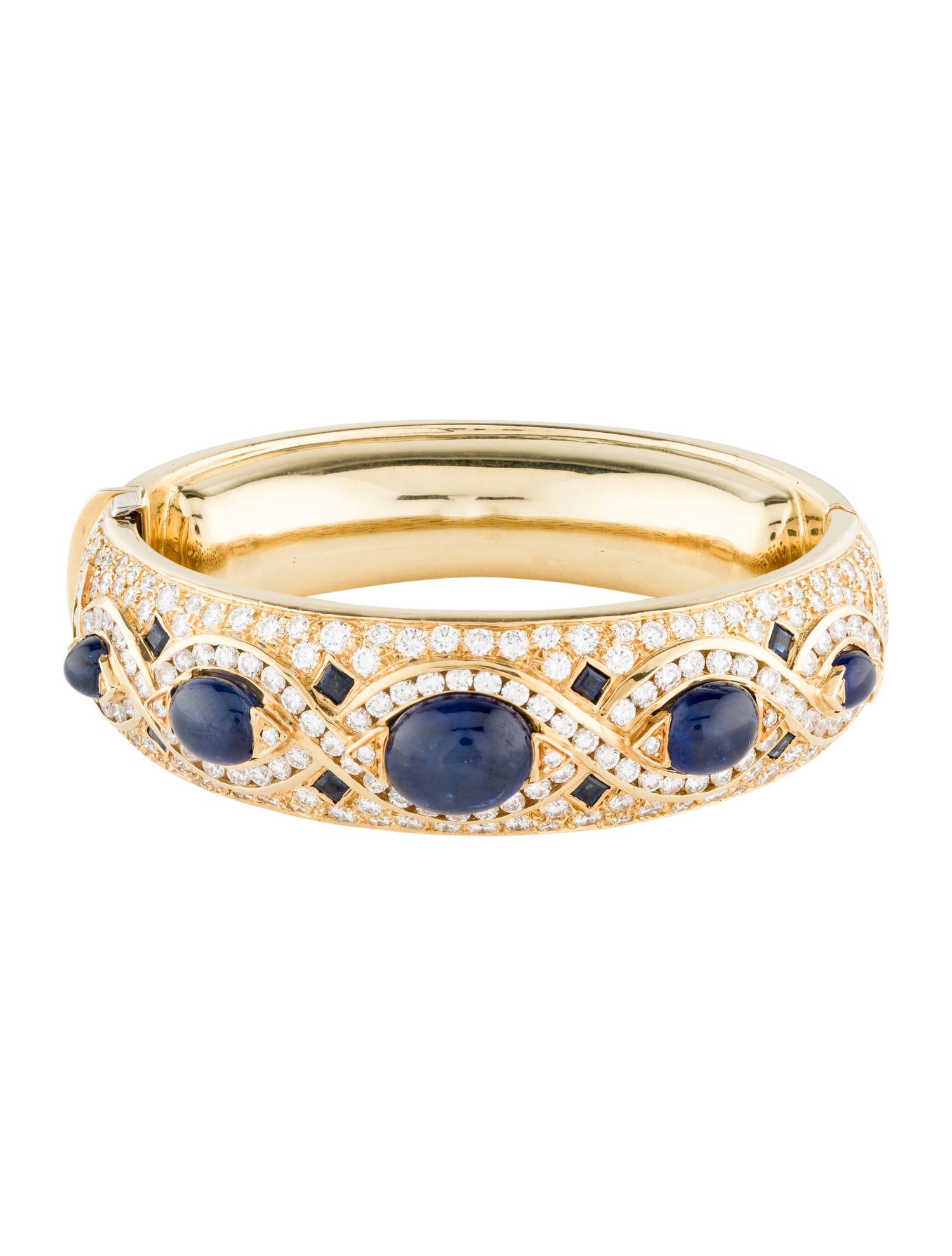 Bracelet 18K 17.25ctw Sapphire & 6.82ctw Diamond Hinge Bangle Bracelet