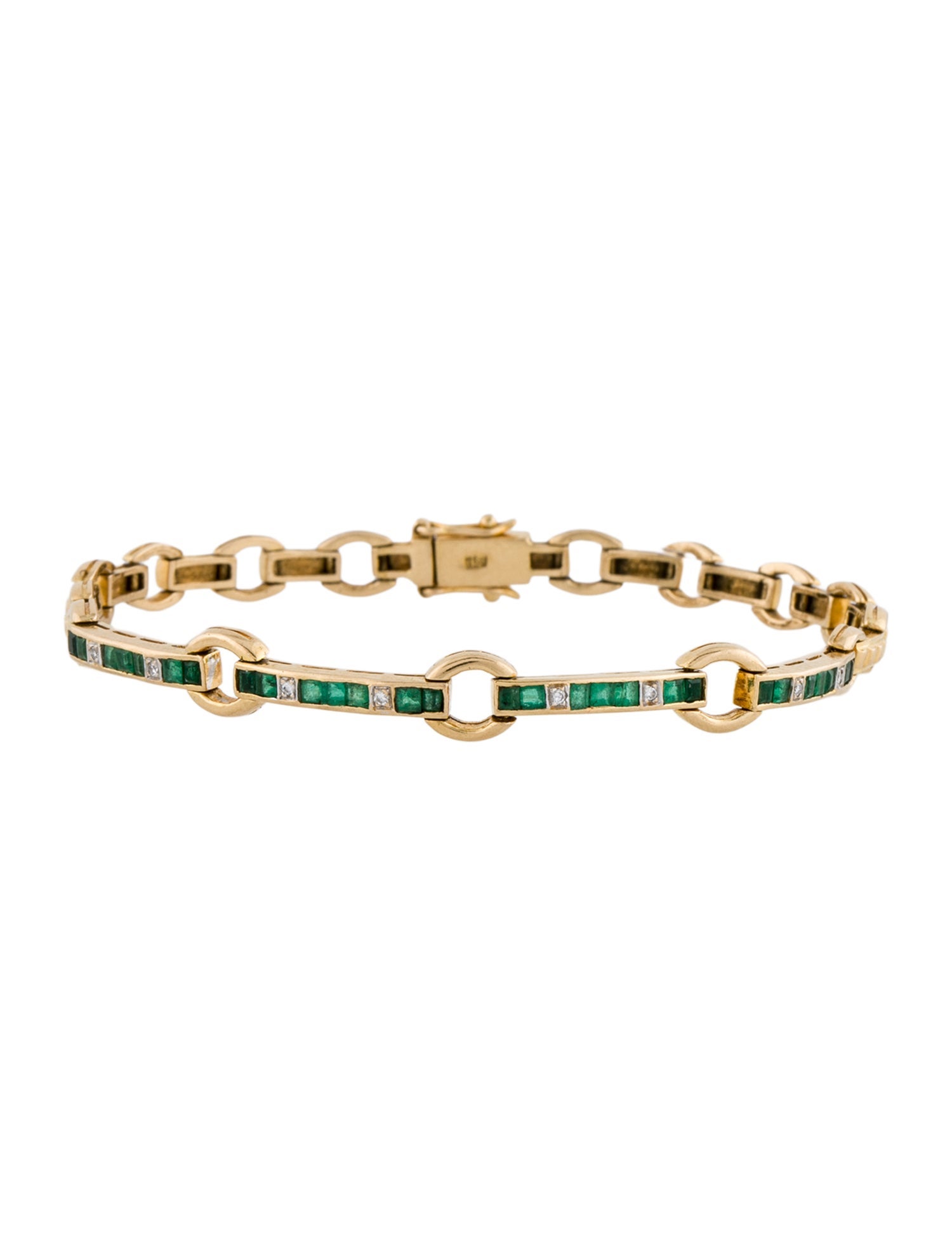 Bracelet 18K Emerald & Diamond Link