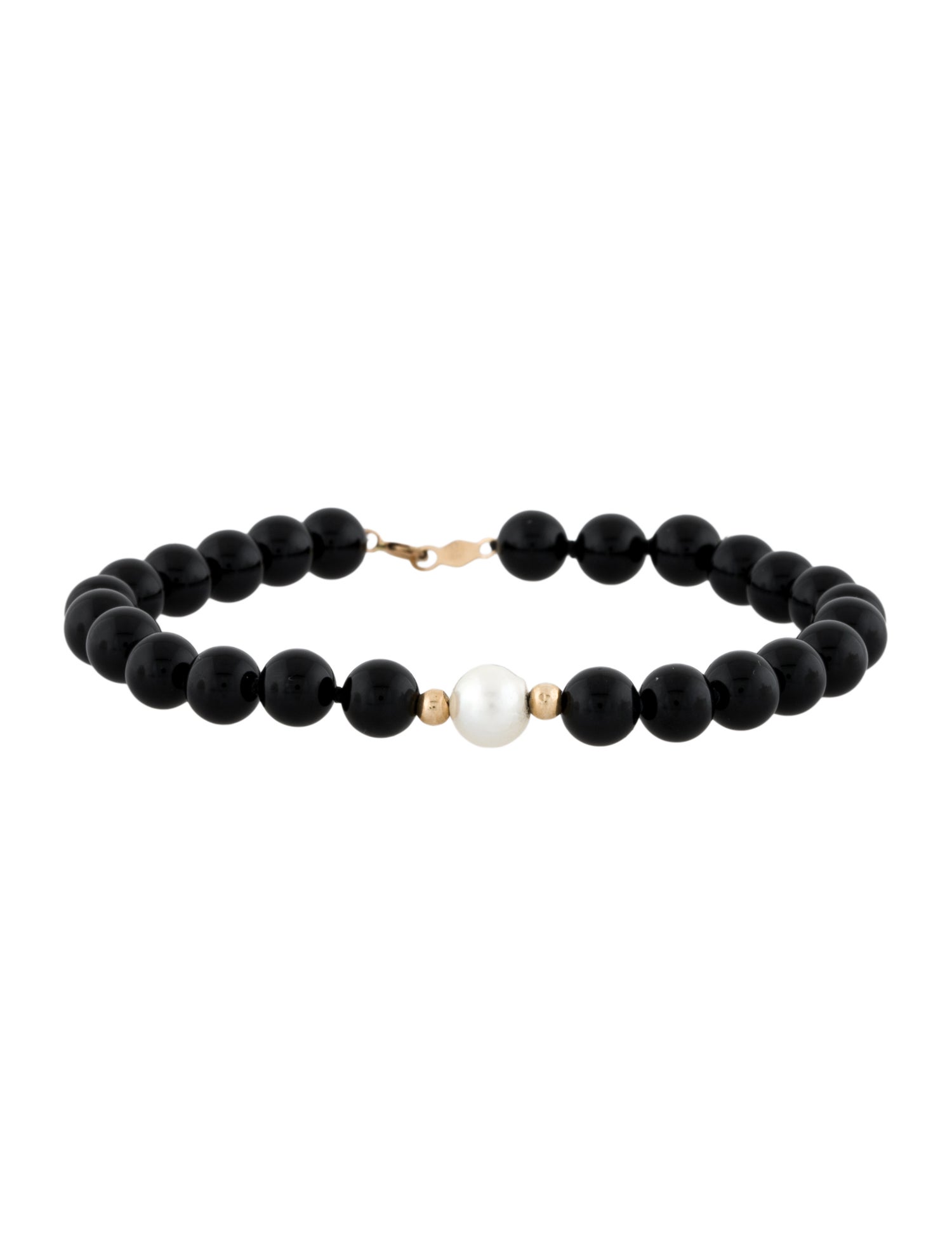 Bracelet 14K Onyx & Pearl