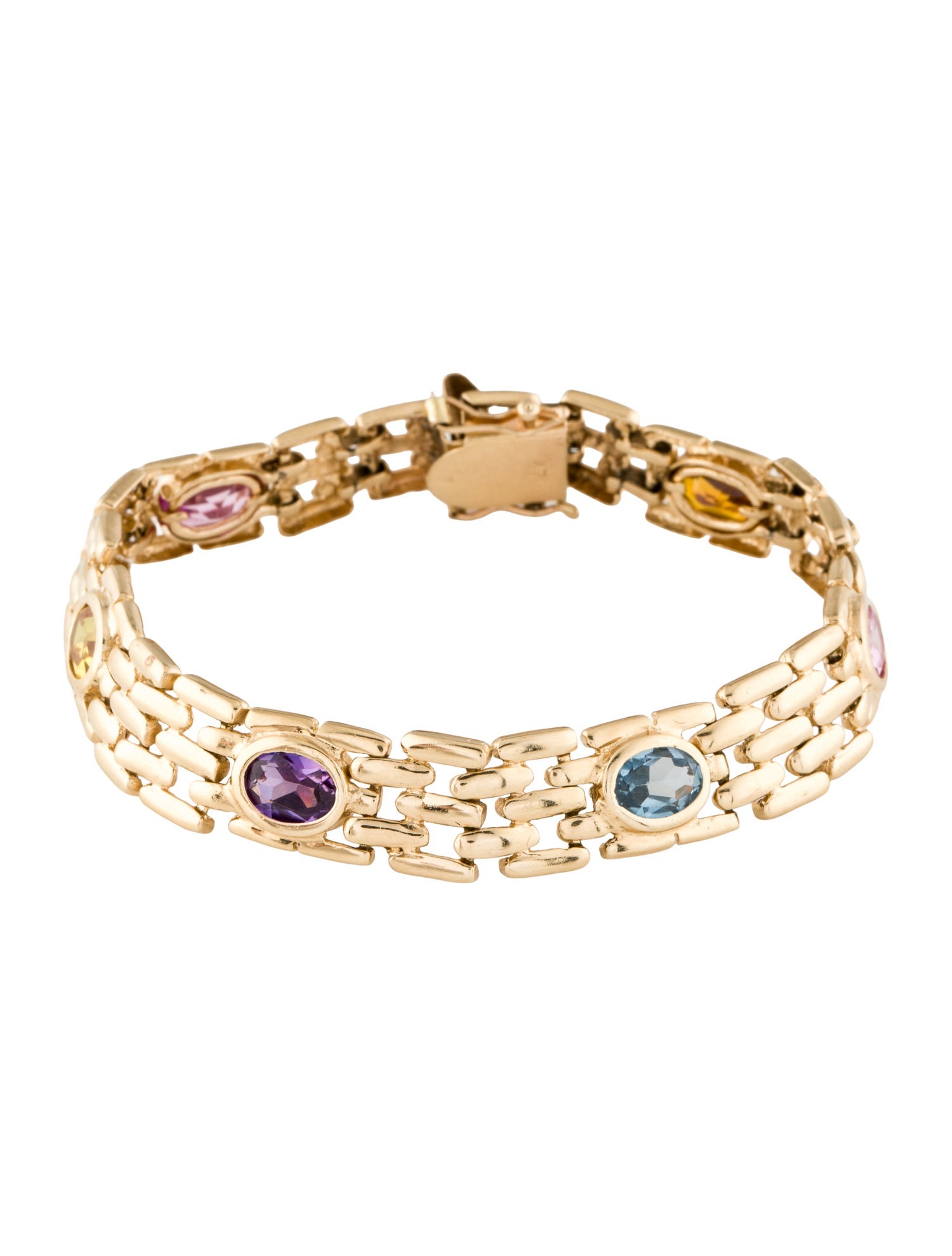 Bracelet 14K 8.00ctw Multicolor Synthetic Sapphire Link