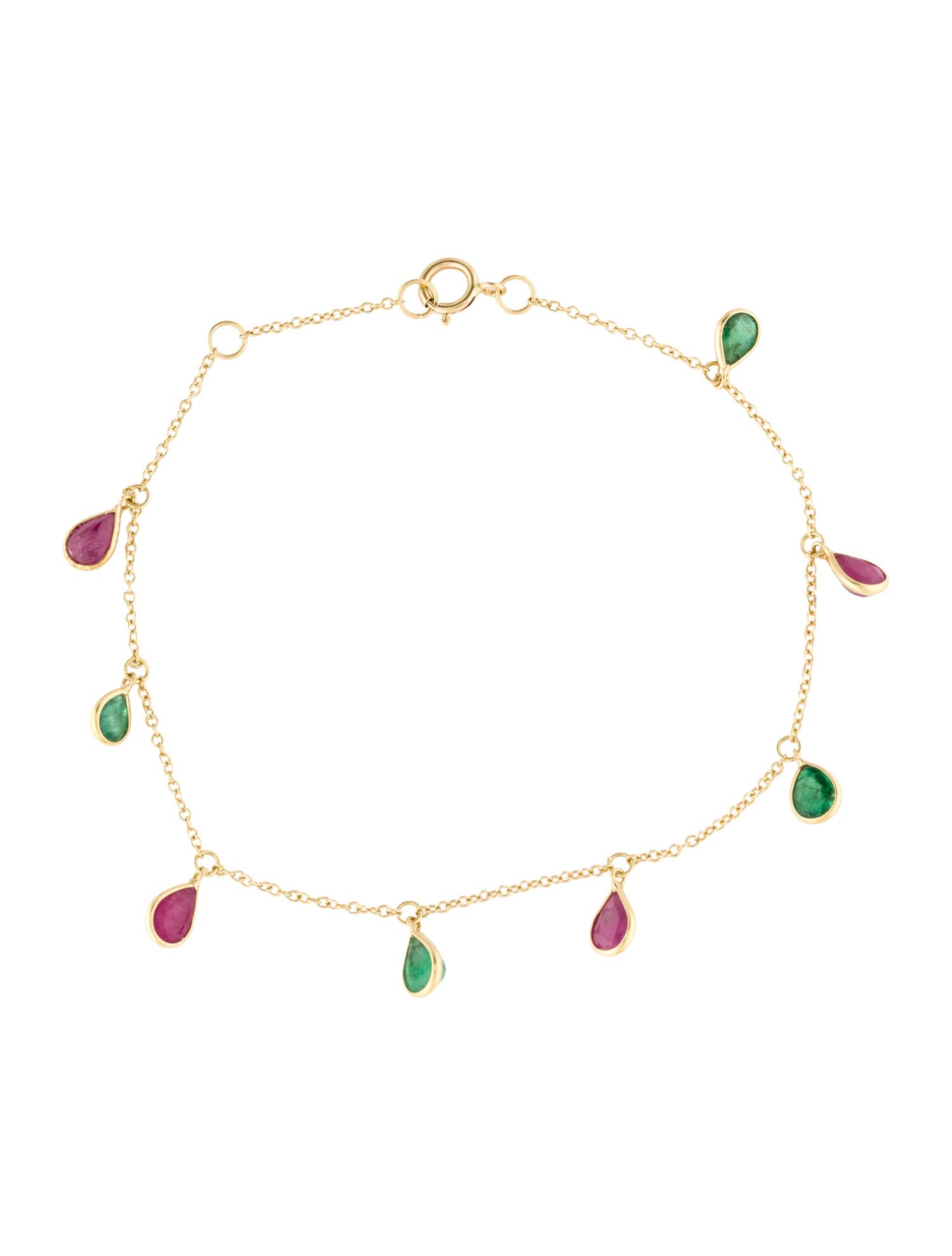 Bracelet 18K 1.74ctw Ruby & Emerald Charm Bracelet