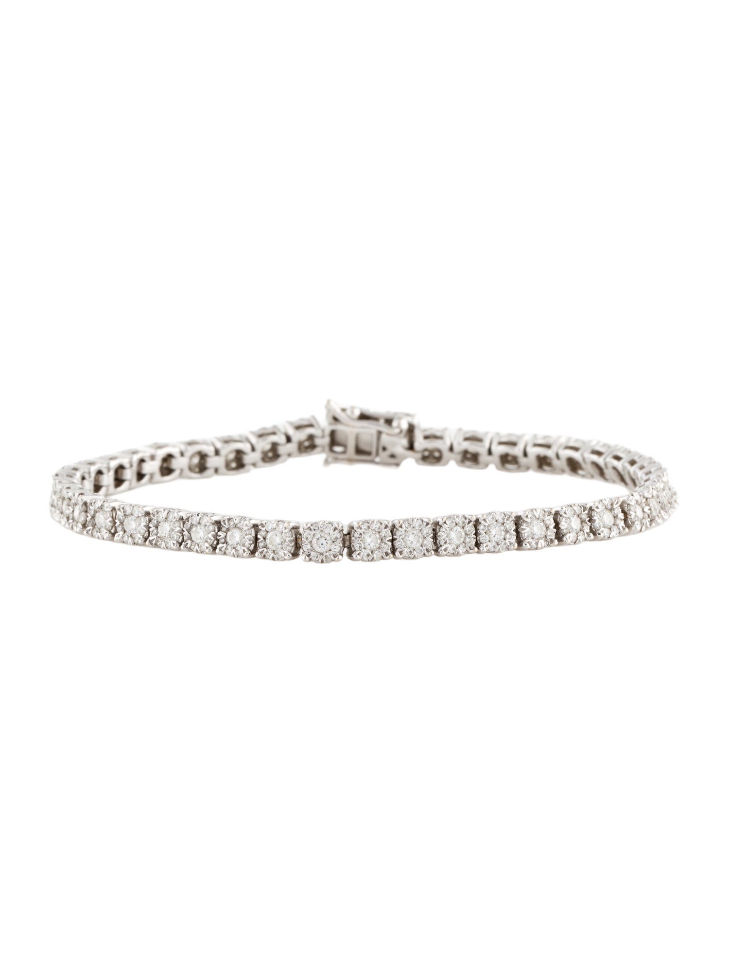 Bracelet 18K 2.12ctw Diamond Cluster Tennis