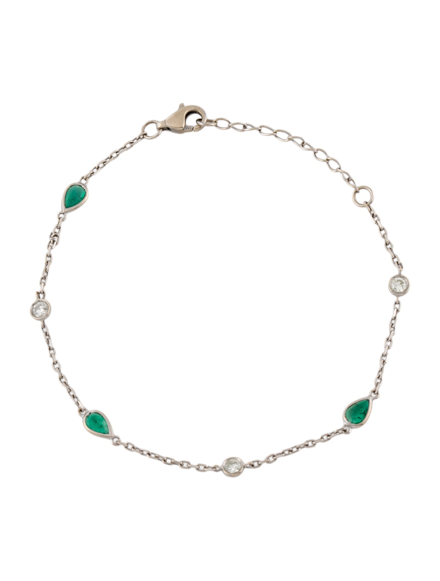 Bracelet 14K Emerald & Diamond Station Bracelet