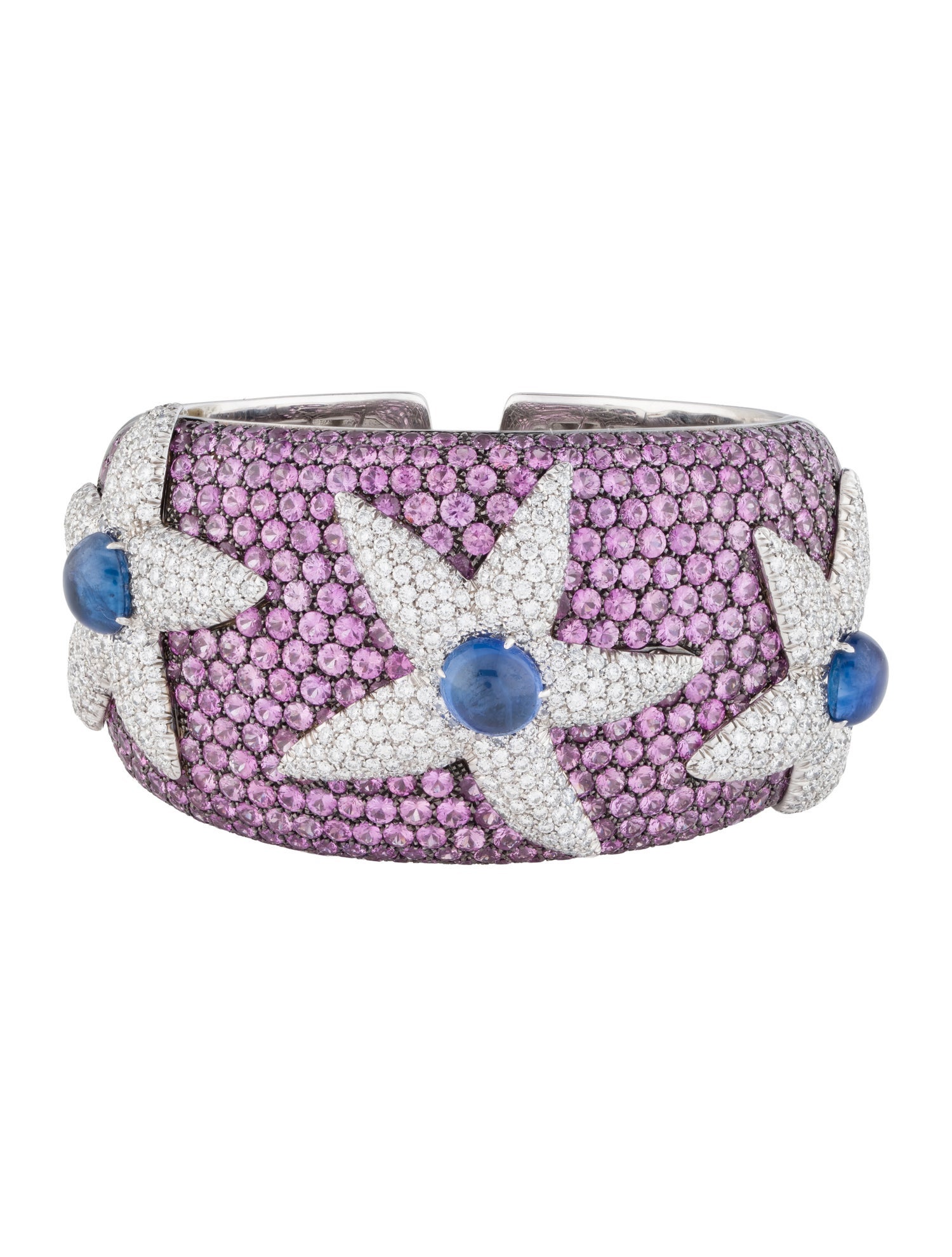 Bracelet 18K 31.71ctw Sapphire & Diamond Cuff Bracelet