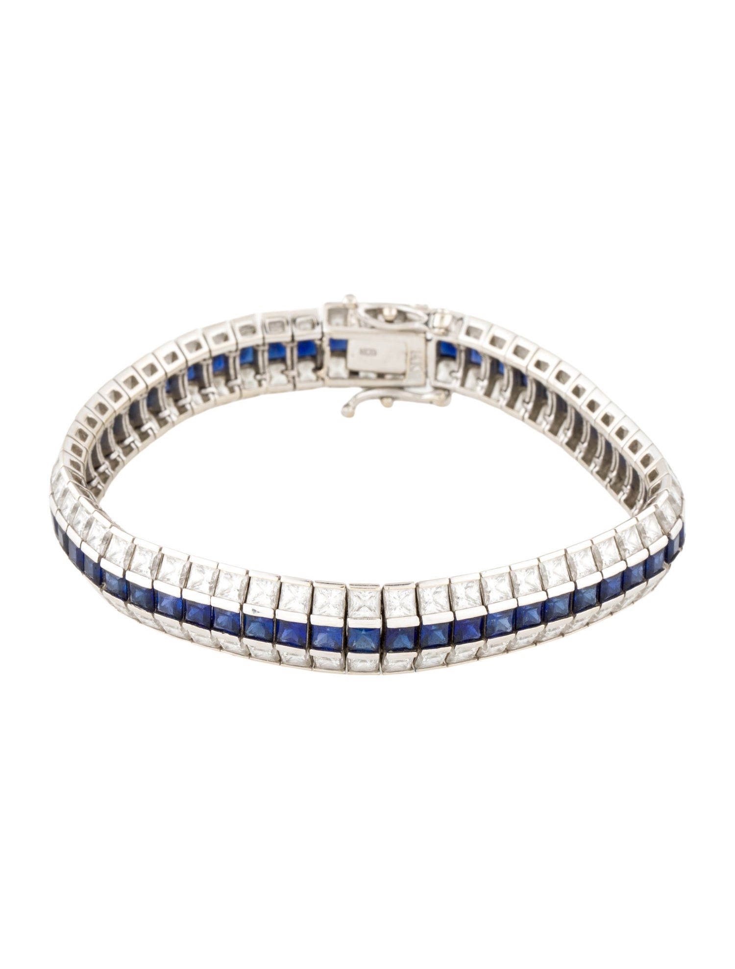 Bracelet 14K Synthetic Sapphire & Cubic Zirconia Link