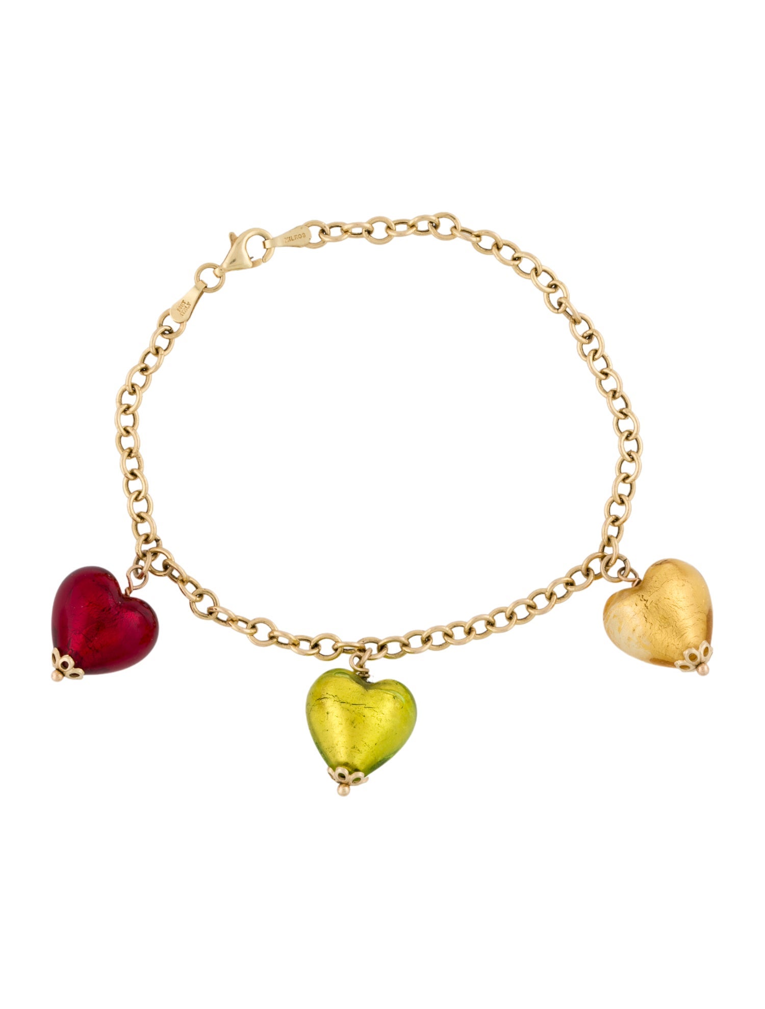 Bracelet 14K Enamel Heart Charm
