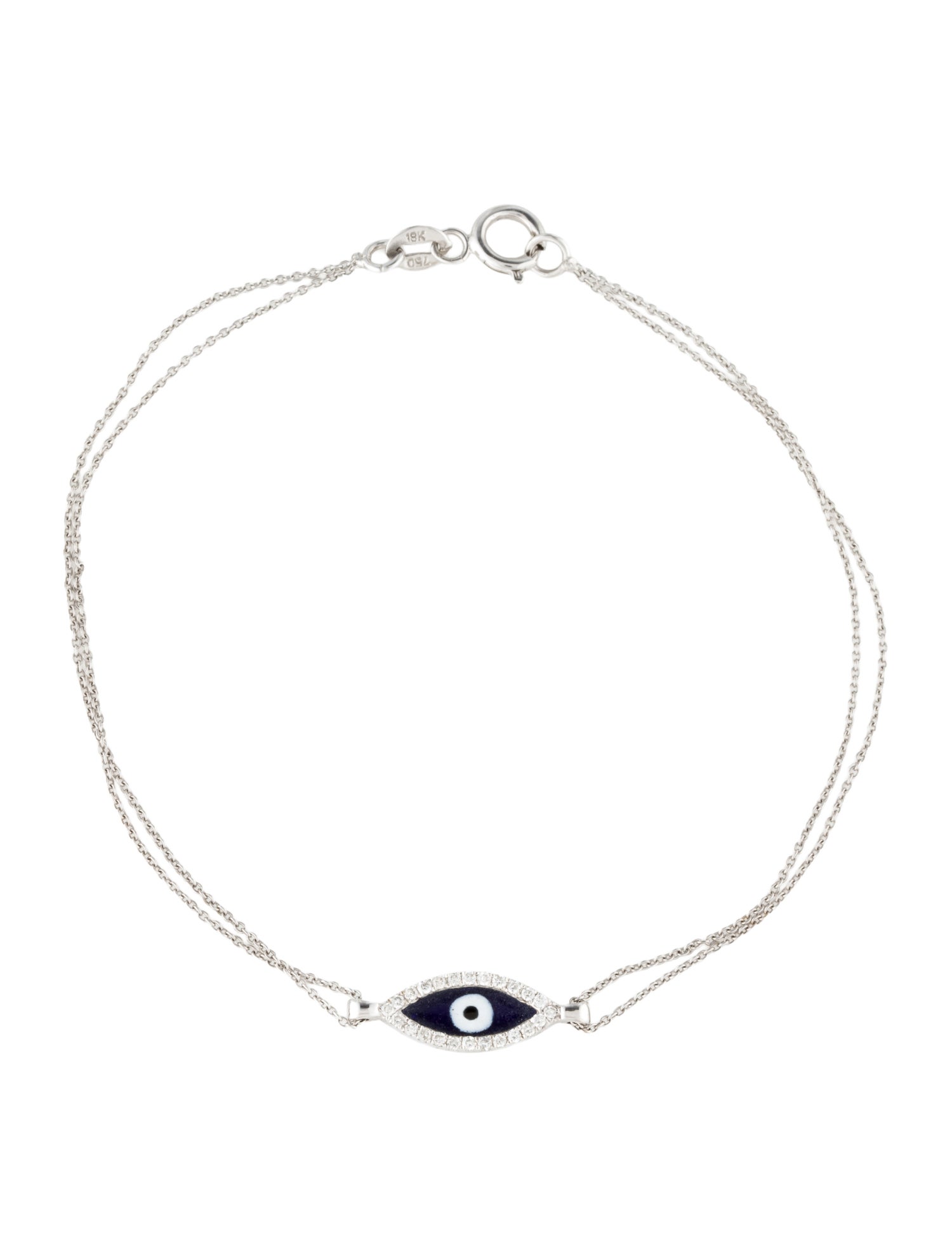 Bracelet 18K Diamond & Enamel Evil Eye Station