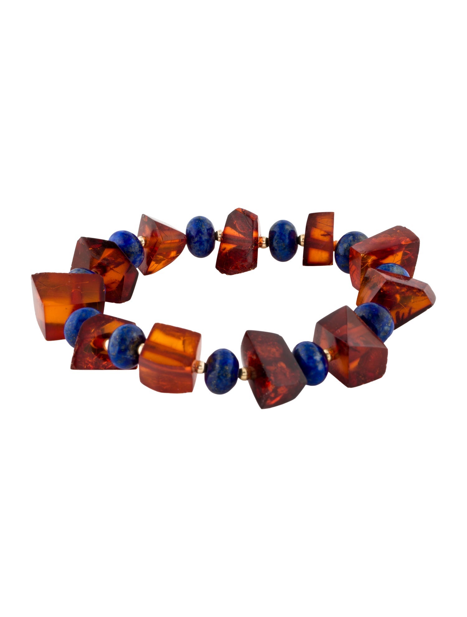 Bracelet 10K Amber & Lapis Lazuli Beaded