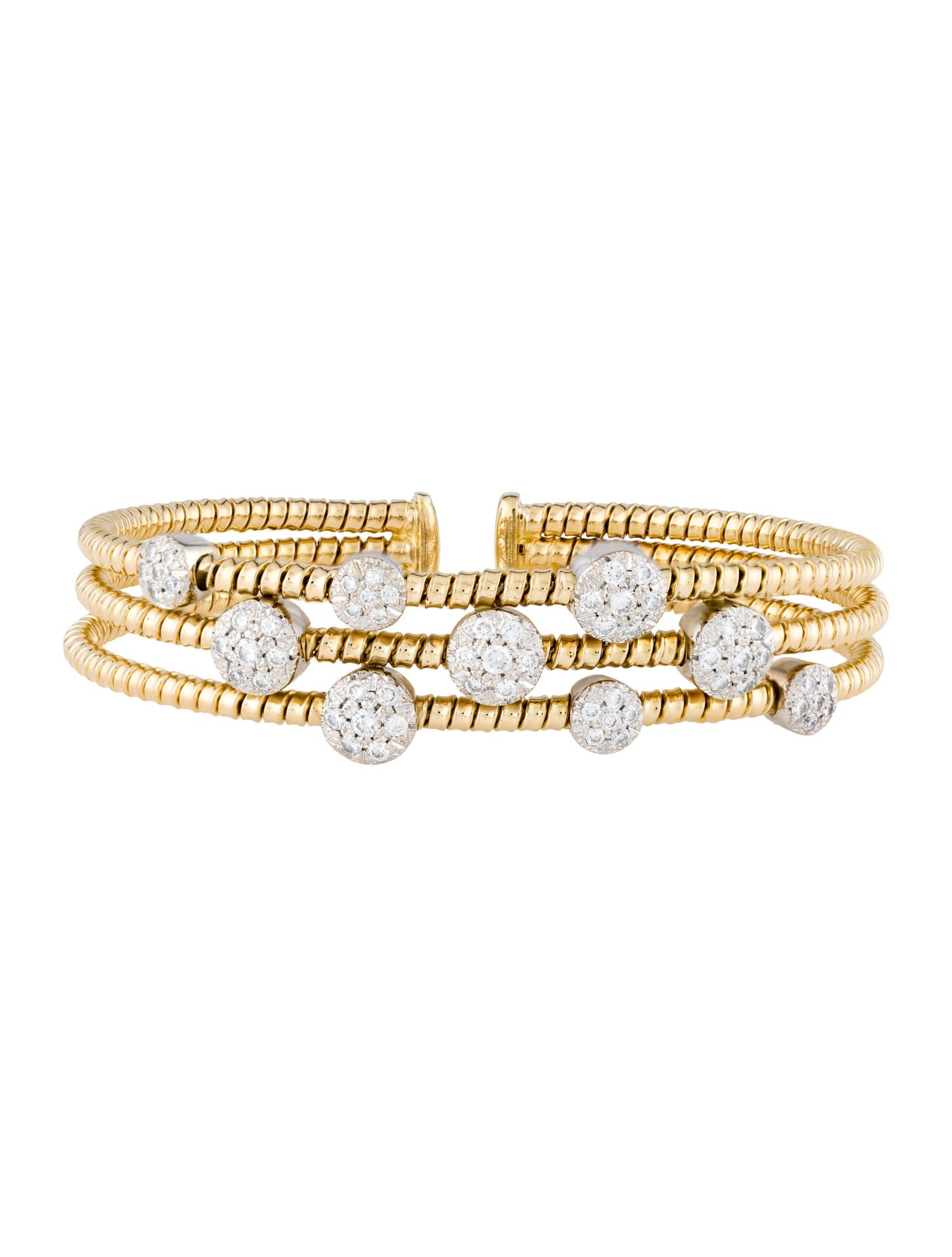 Bracelet 18K 1.34ctw Diamond Three Row Cuff