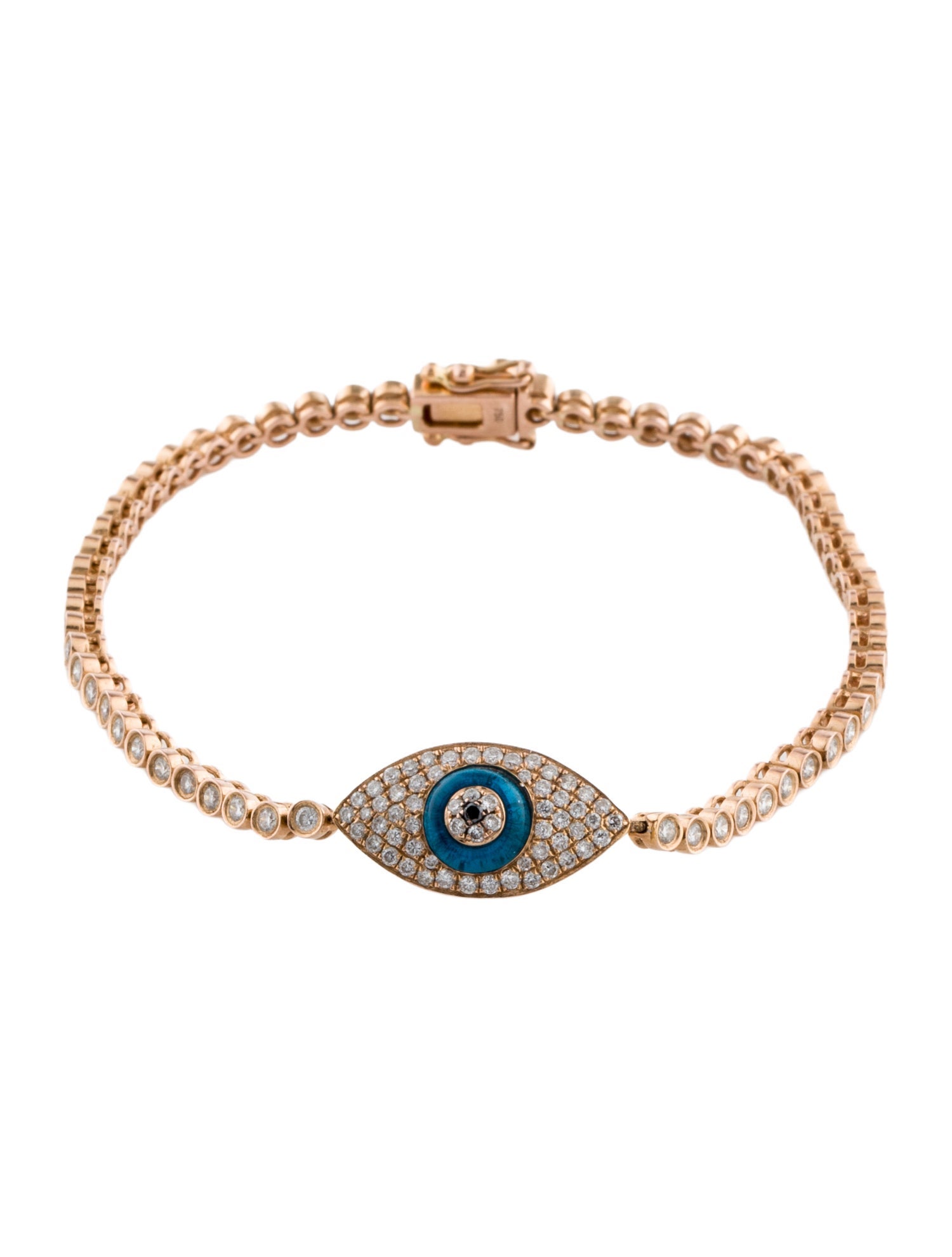 Bracelet 18K 1.23ctw Diamond & Glass Evil Eye Link