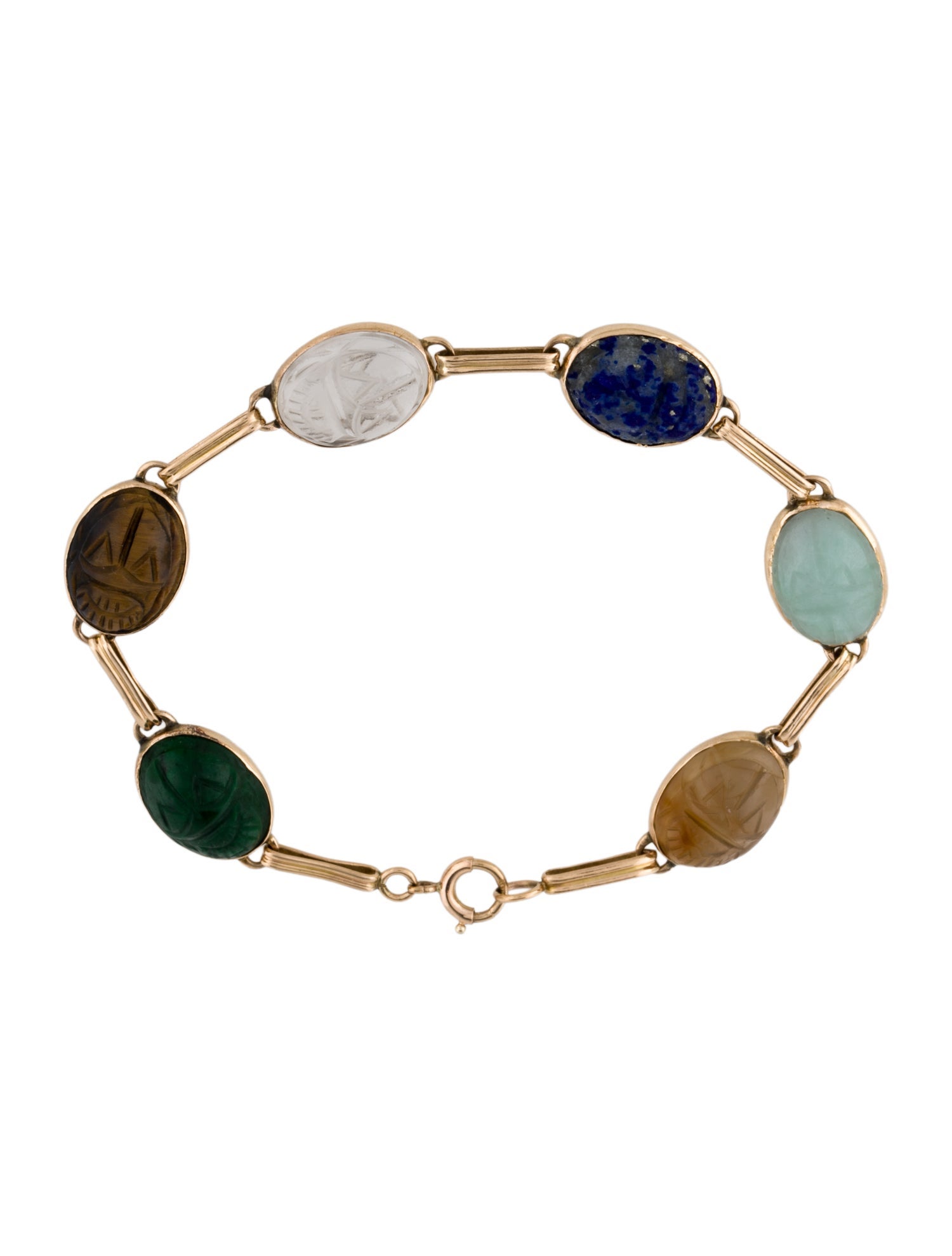 Bracelet 14K Multistone Scarab Station