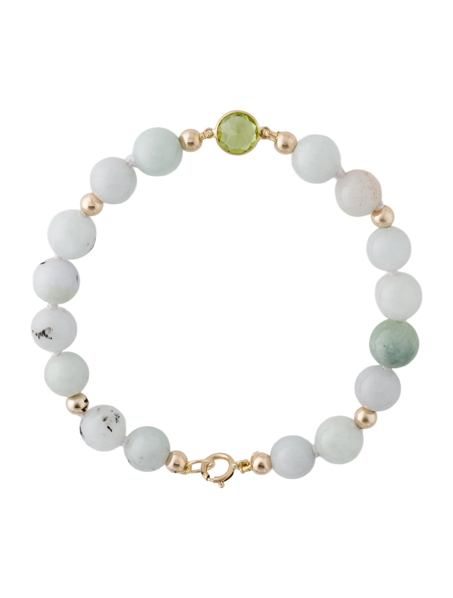 Bracelet 14K Peridot & Jadeite Bead