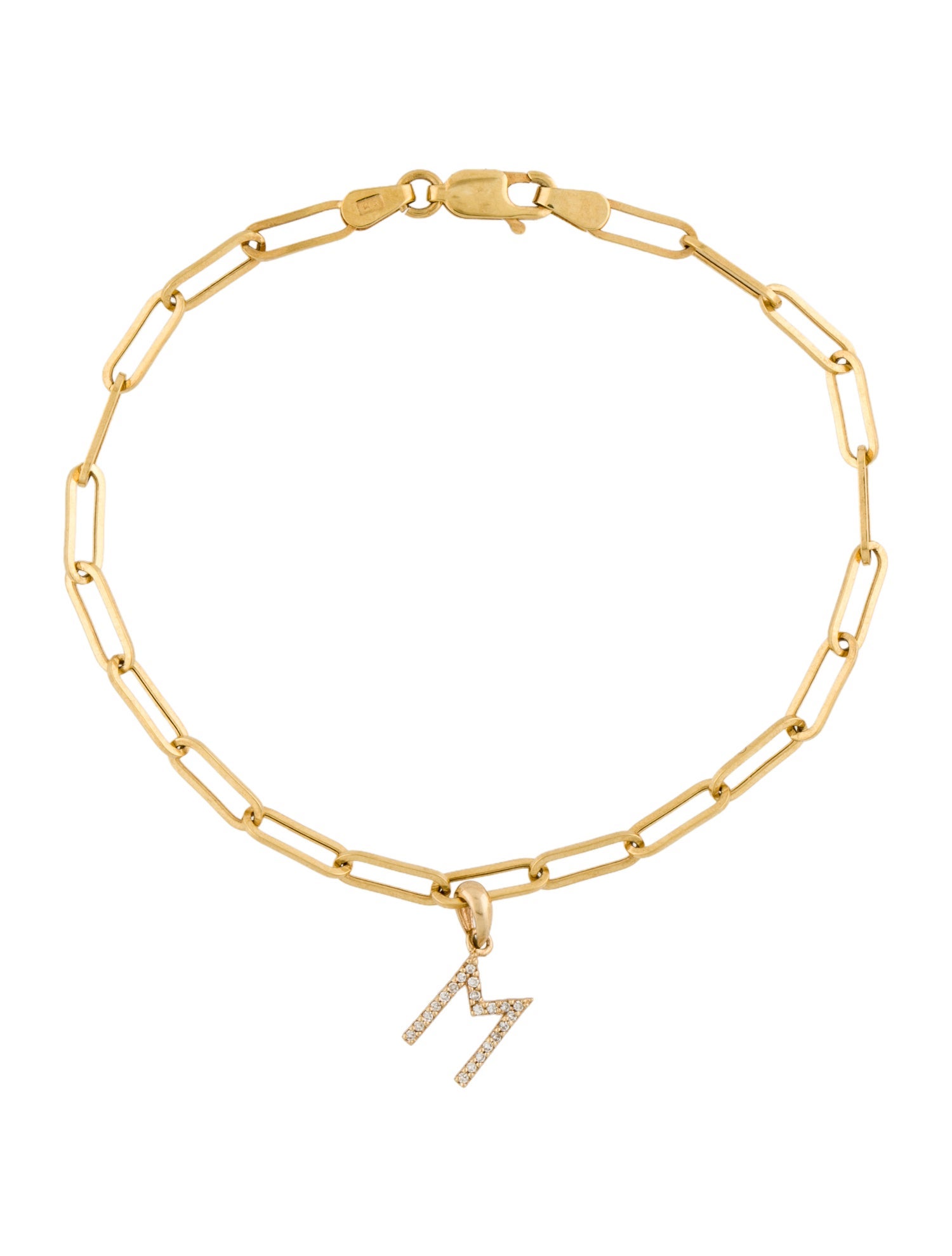 Bracelet 14K Diamond "M" Charm Link