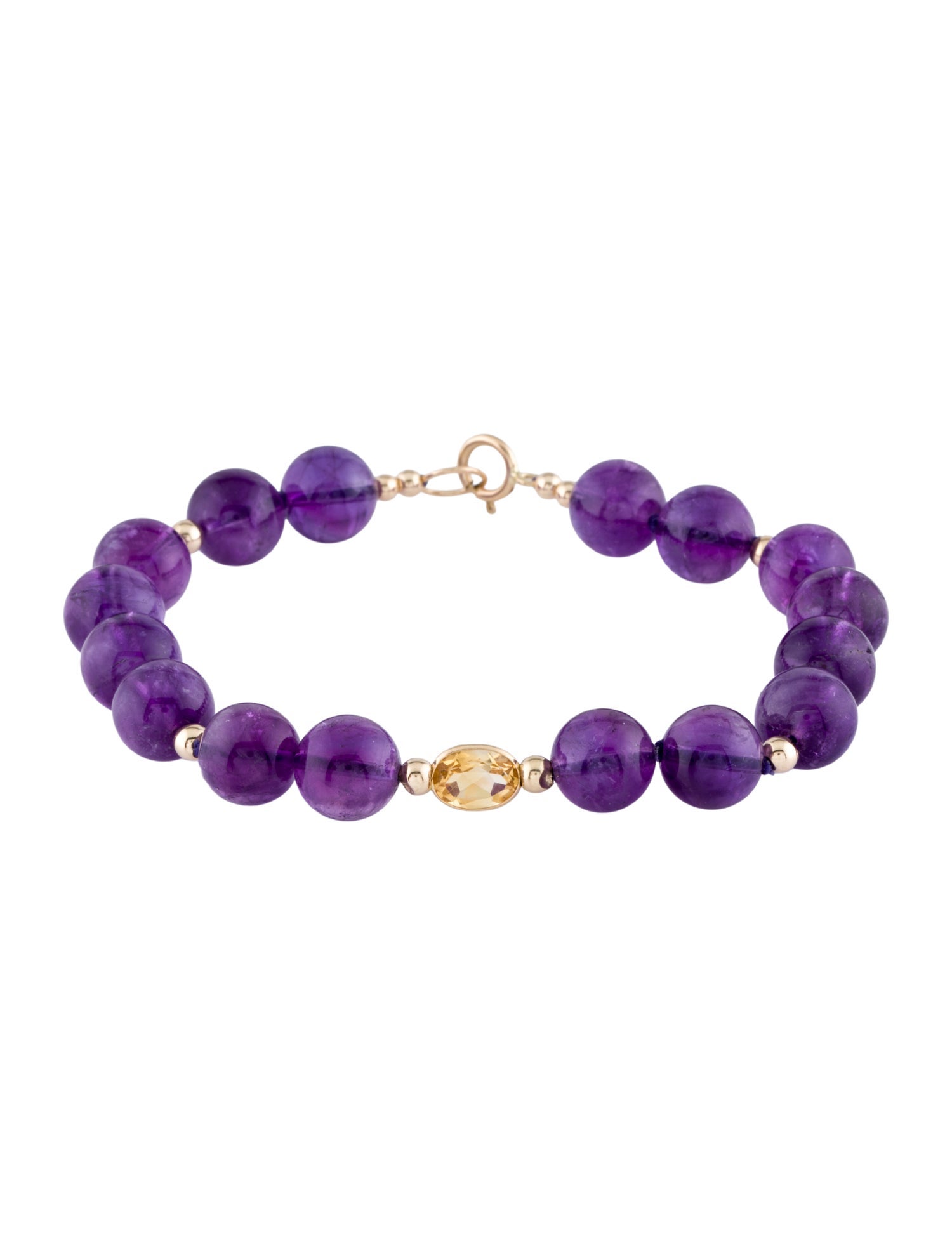 Bracelet 14K Citrine & Amethyst Bead Station
