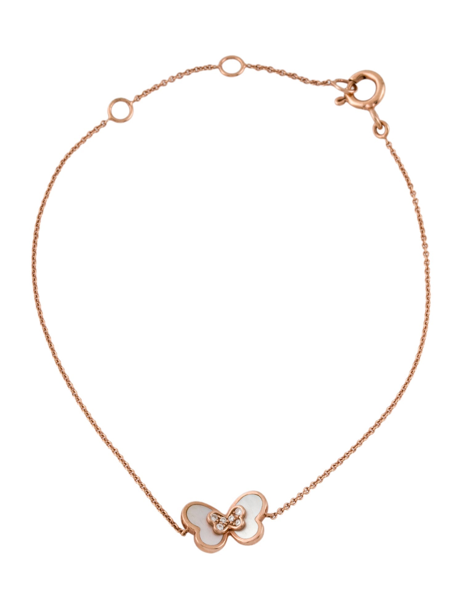 Bracelet 14K Mother-of-Pearl & Diamond Butterfly Single Station