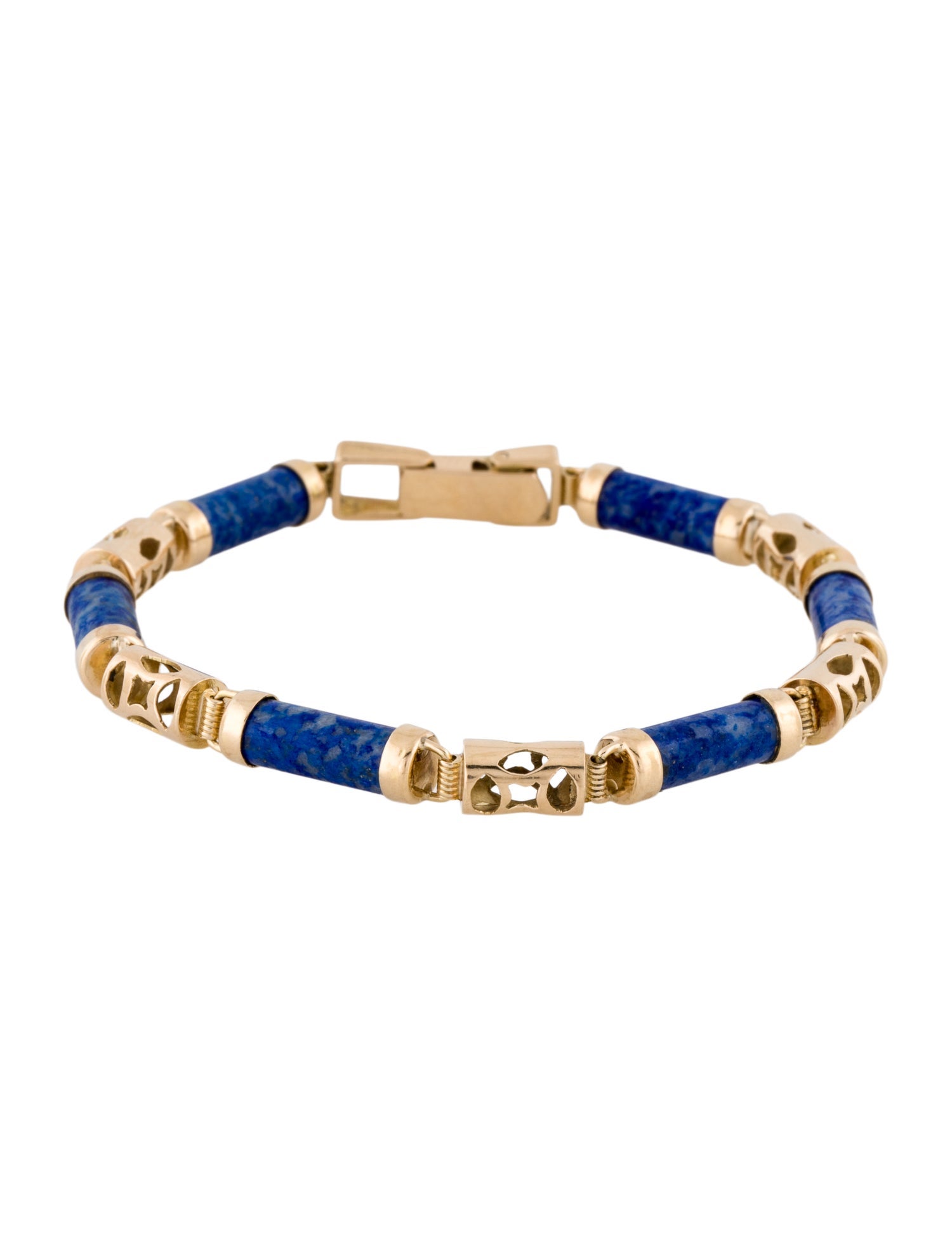Bracelet 14K Lapis Lazuli Tube Link