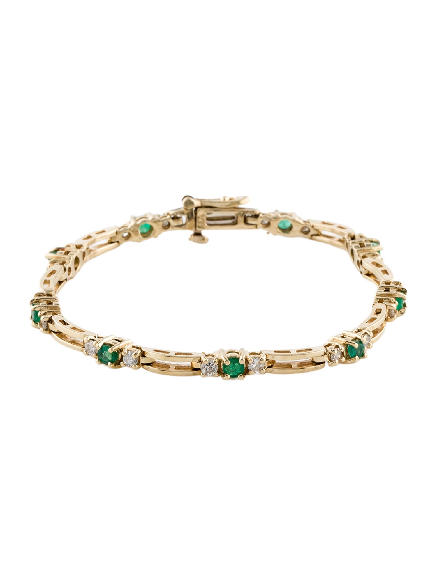 Bracelet 14K Diamond & Emerald Link