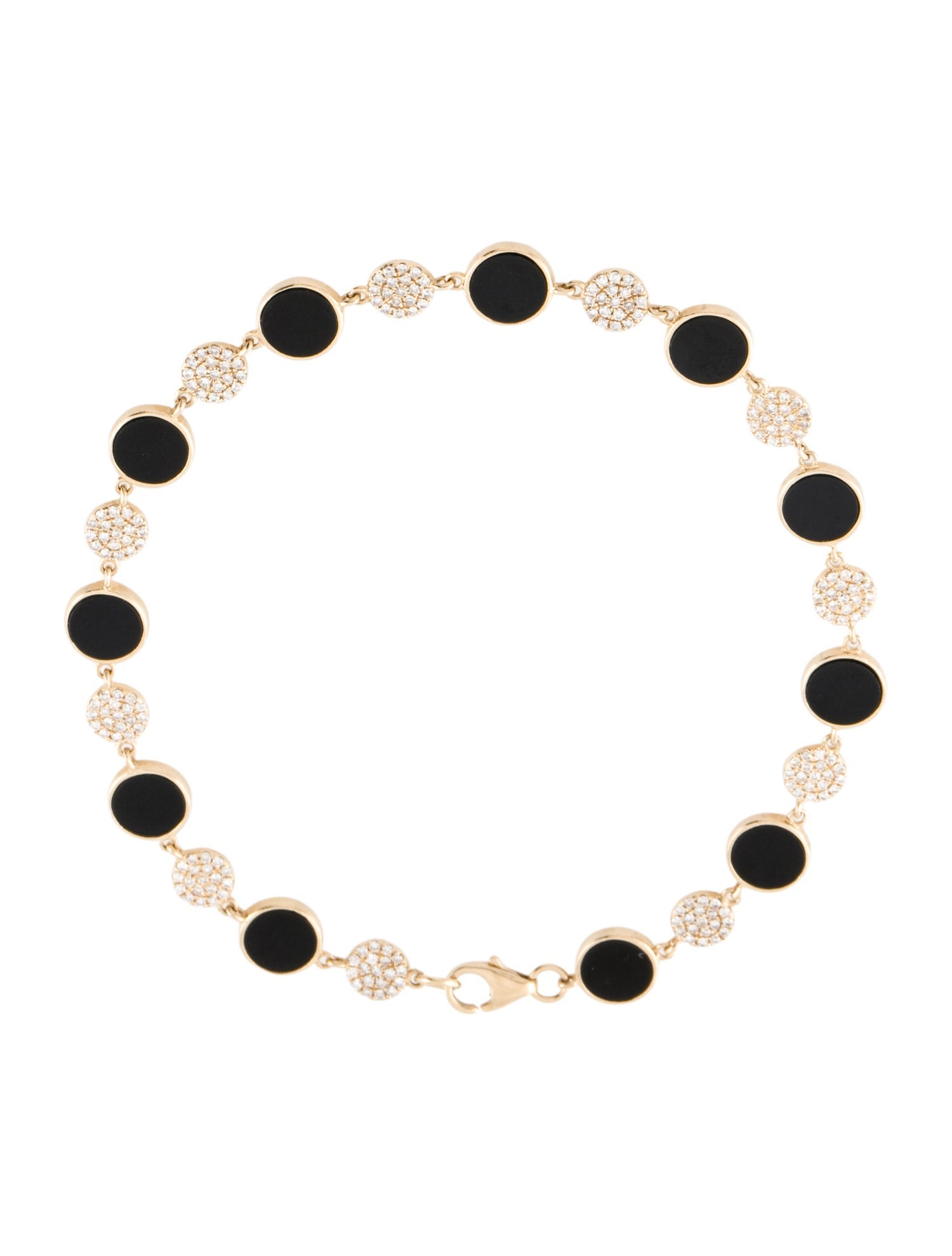 Bracelet 14K Onyx & Diamond Circle Link