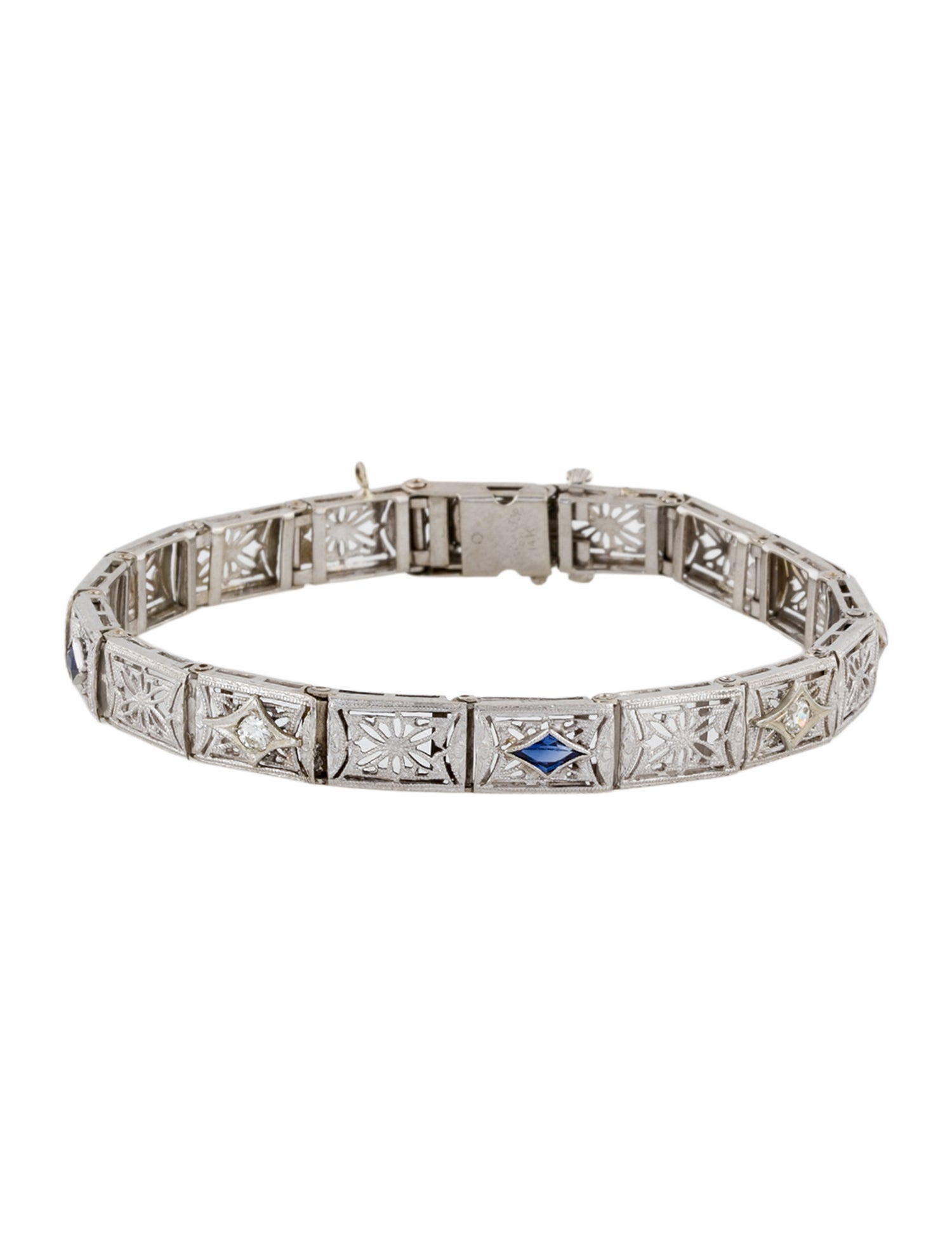 Bracelet 14K Synthetic Sapphire & Diamond