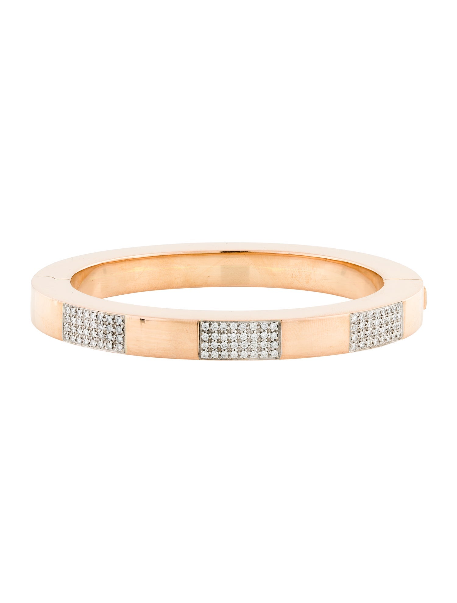 Bracelet 18K Diamond Squared Hinged Bangle