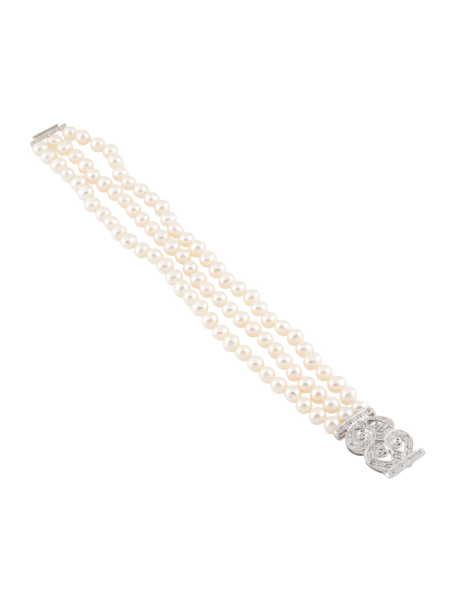 Bracelet 14K Pearl & Diamond Multistrand Bead
