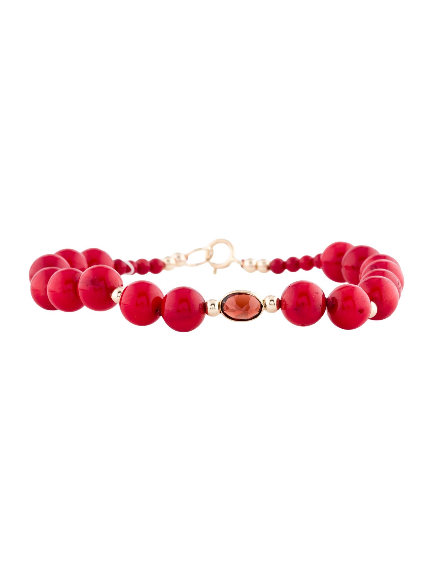 Bracelet 14K Dyed Coral & Garnet Bead Bracelet