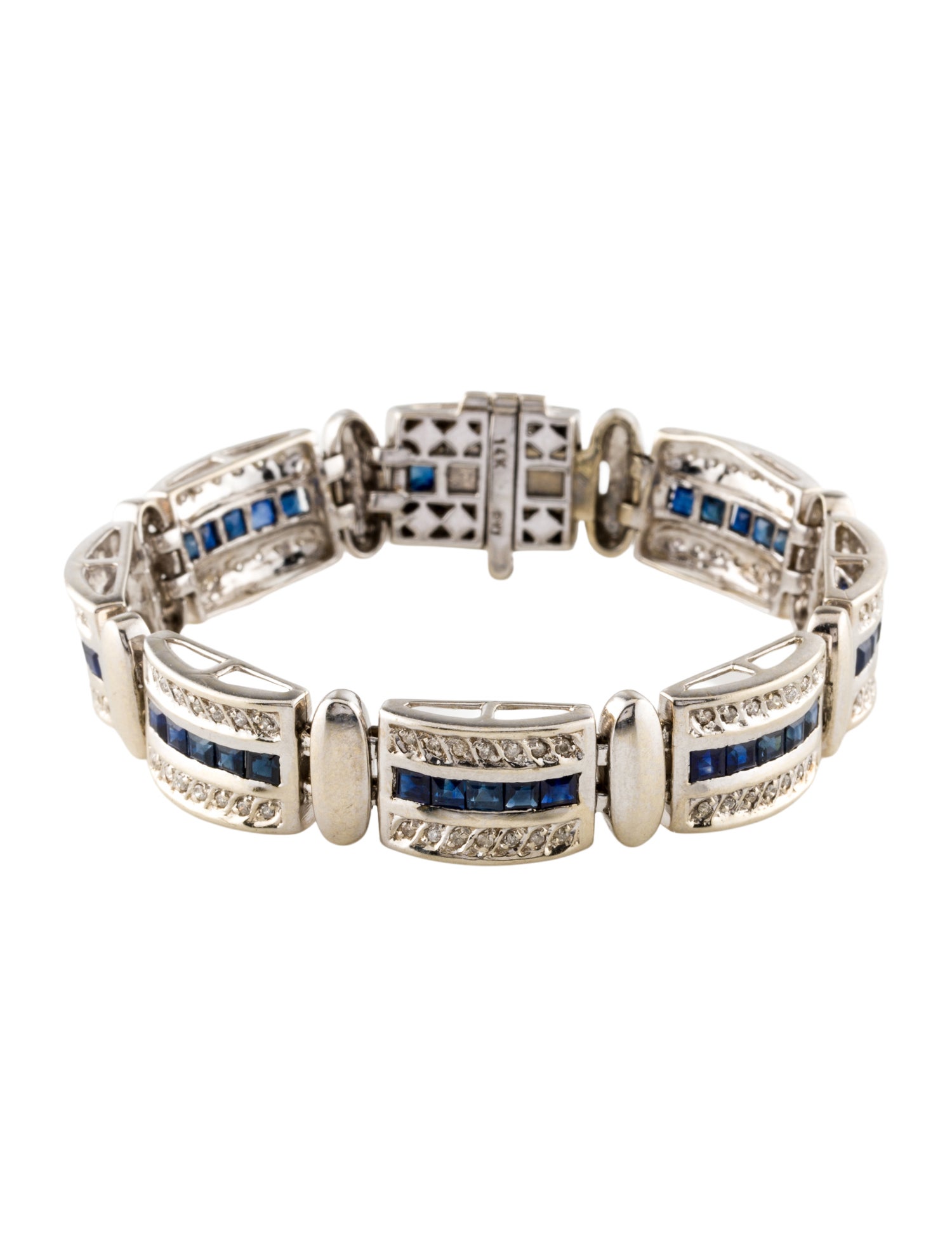 Bracelet 14K 5.60ctw Sapphire & Diamond Link Bracelet