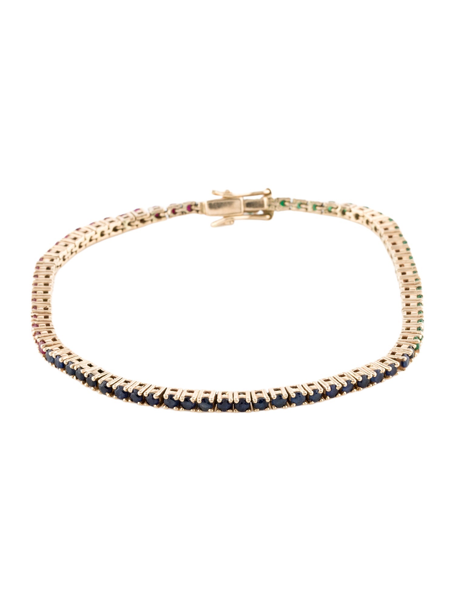 Bracelet 14K Ruby, Emerald, & Sapphire Tennis Bracelet