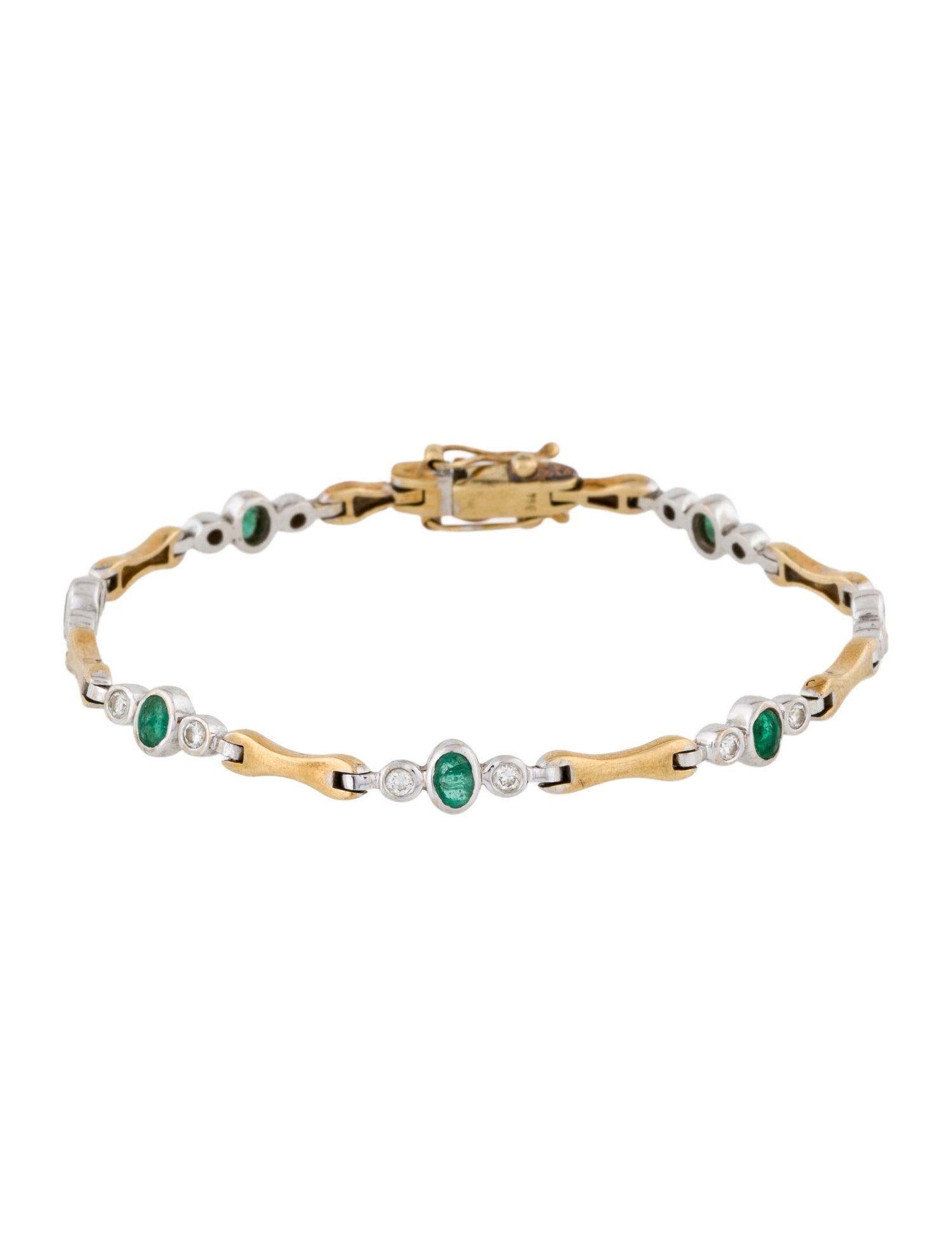 Bracelet 18K Two-Tone Emerald & Diamond Link