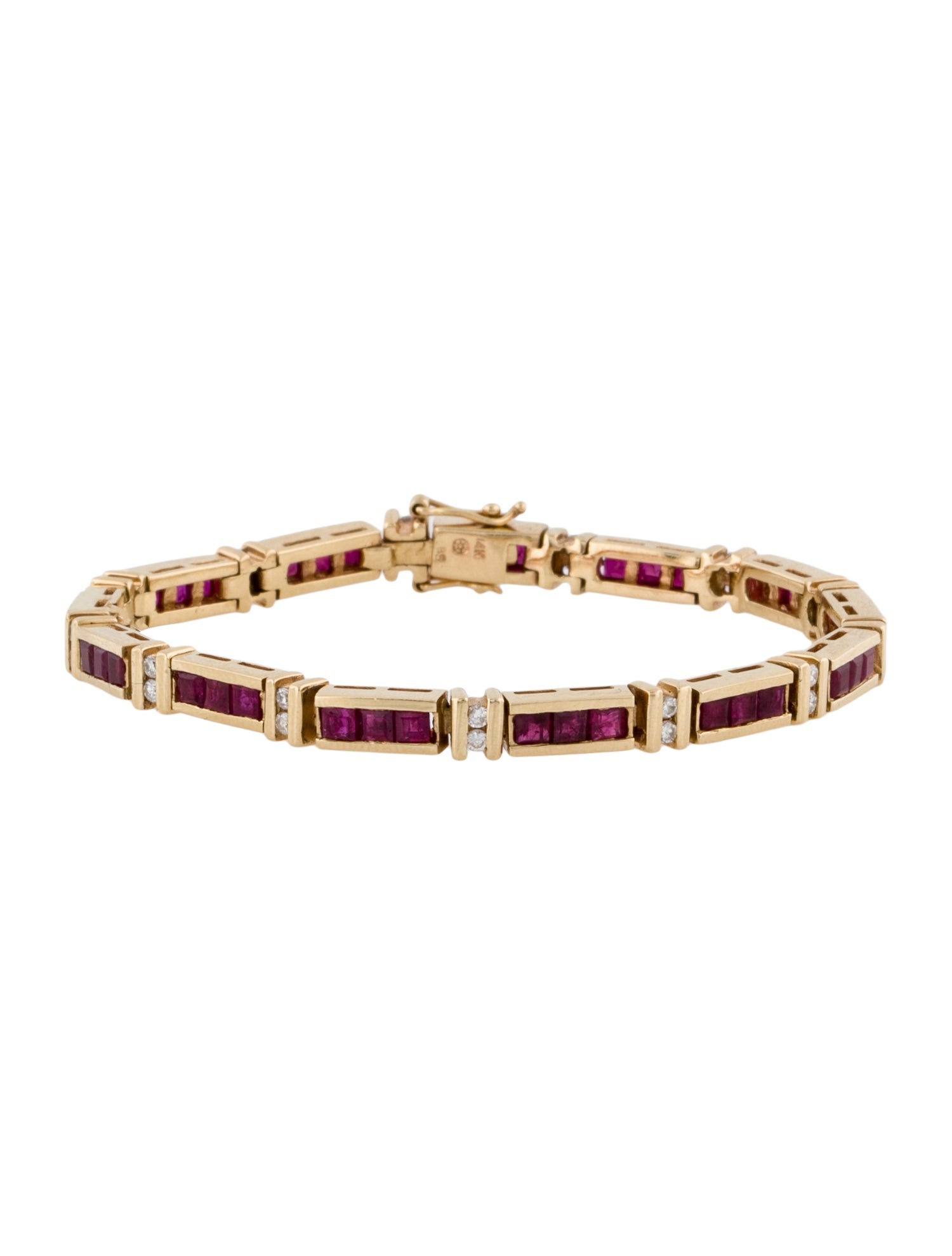 Bracelet 14K Ruby & Diamond Channel Link