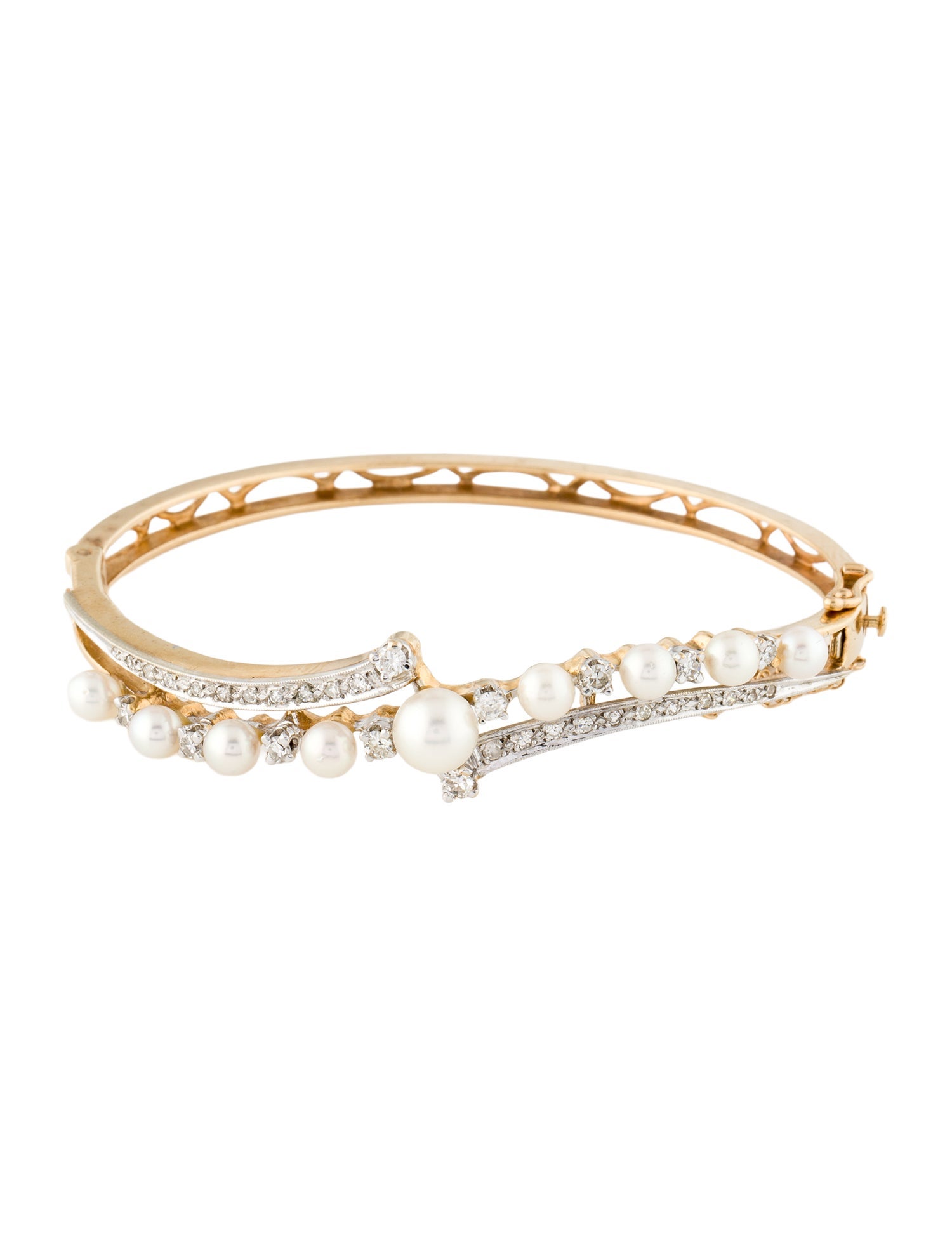 Bracelet 14K Pearl & Diamond Bangle